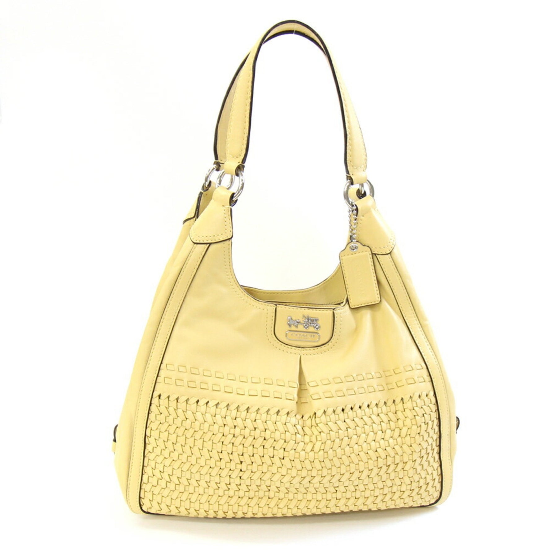 Coach Madison Woven Maggie Shoulder Bag Leather