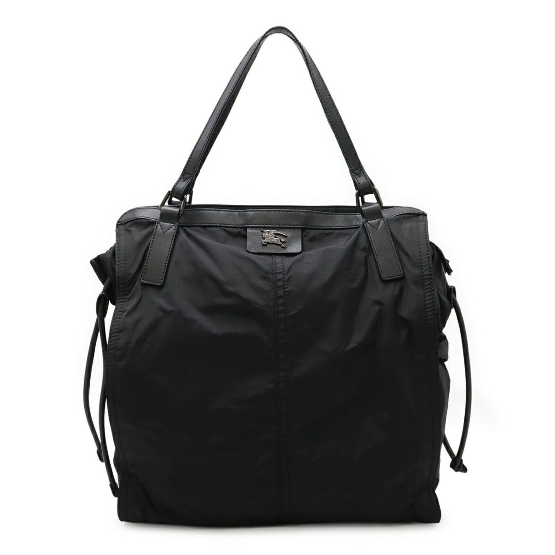 BURBERRY Tote Bag Shoulder Nylon Leather Black