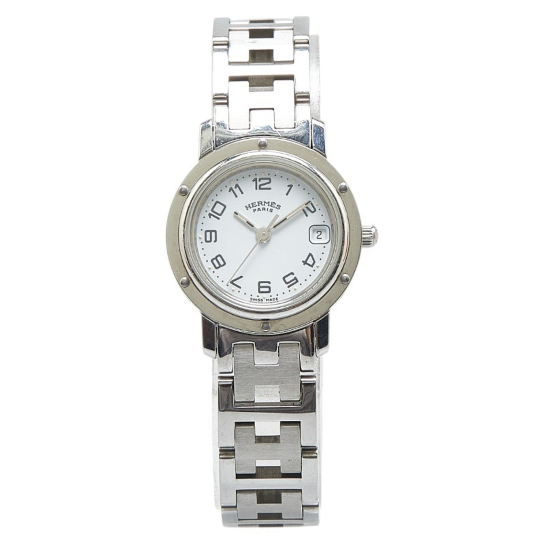 Hermes Clipper Watch CL4.210 Quartz White Dial Stainless Steel Women's HERMES