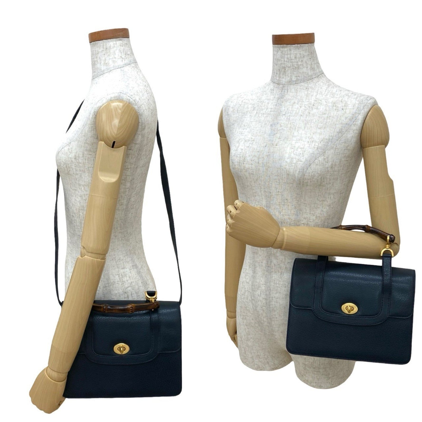 GUCCI Old Bamboo Turnlock Hardware Leather Handbag/Shoulder Bag