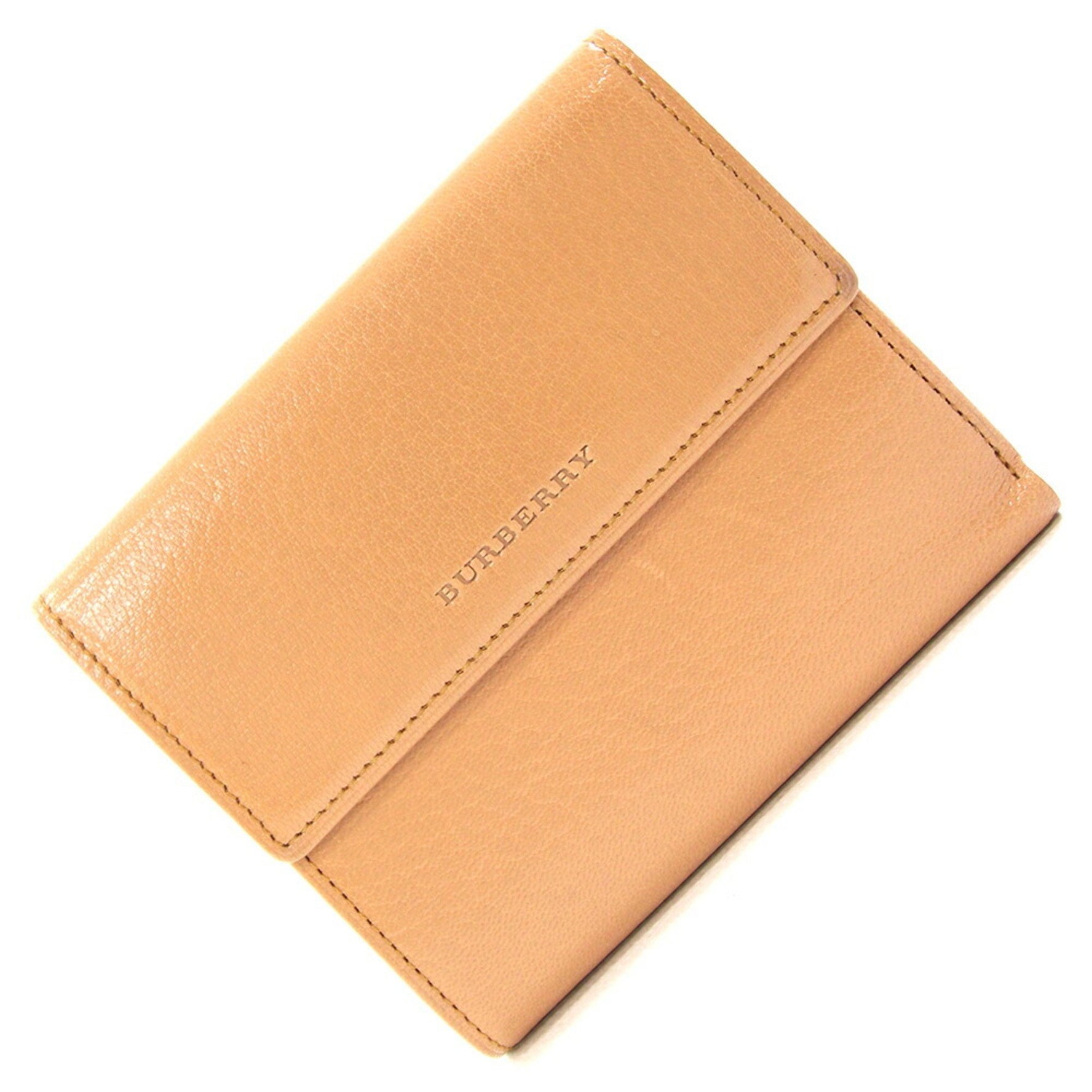 Burberry Double Wallet, Dark Beige Leather Compact Double-Sided