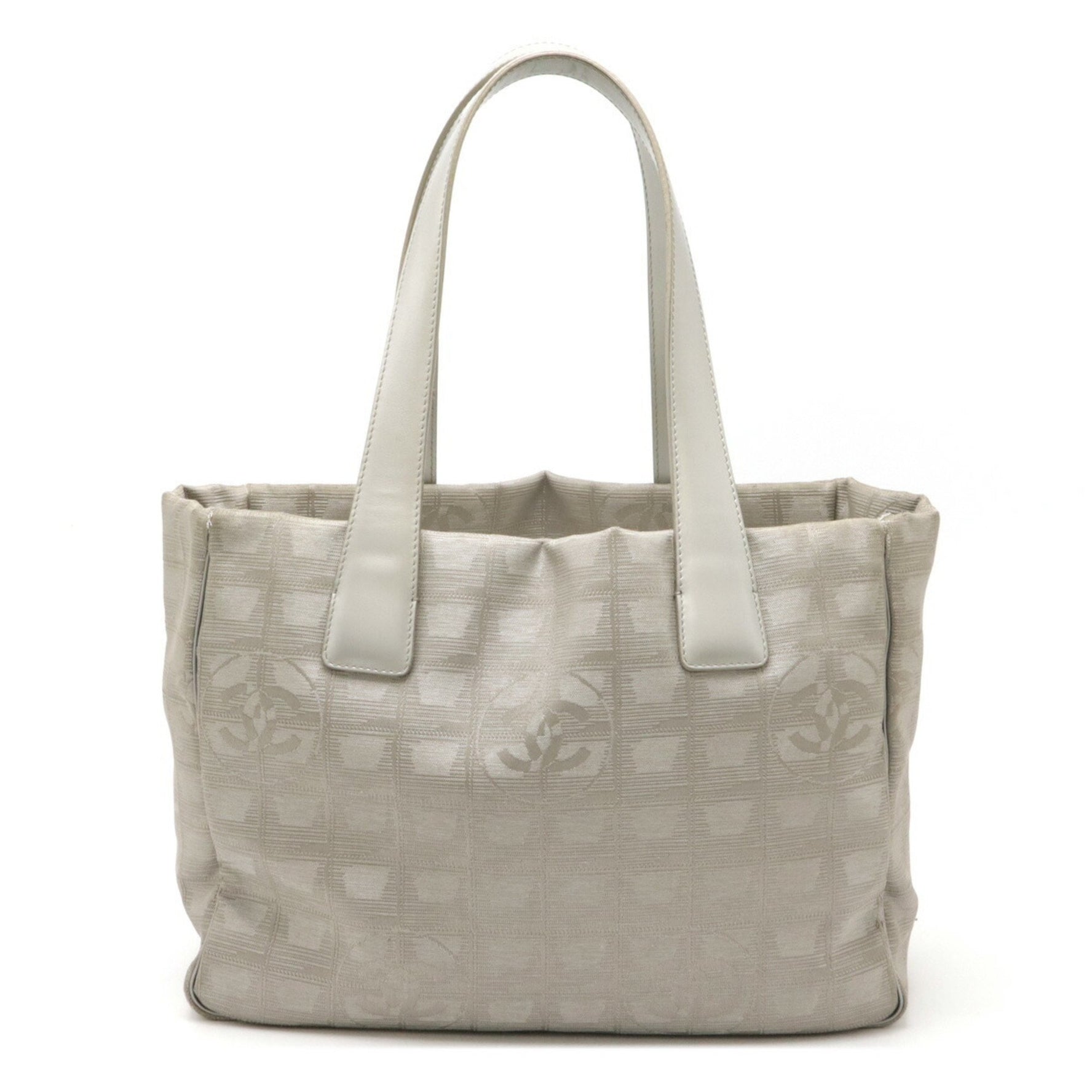 CHANEL New Travel Line Tote PM bag Shoulder Nylon jacquard Leather Silver