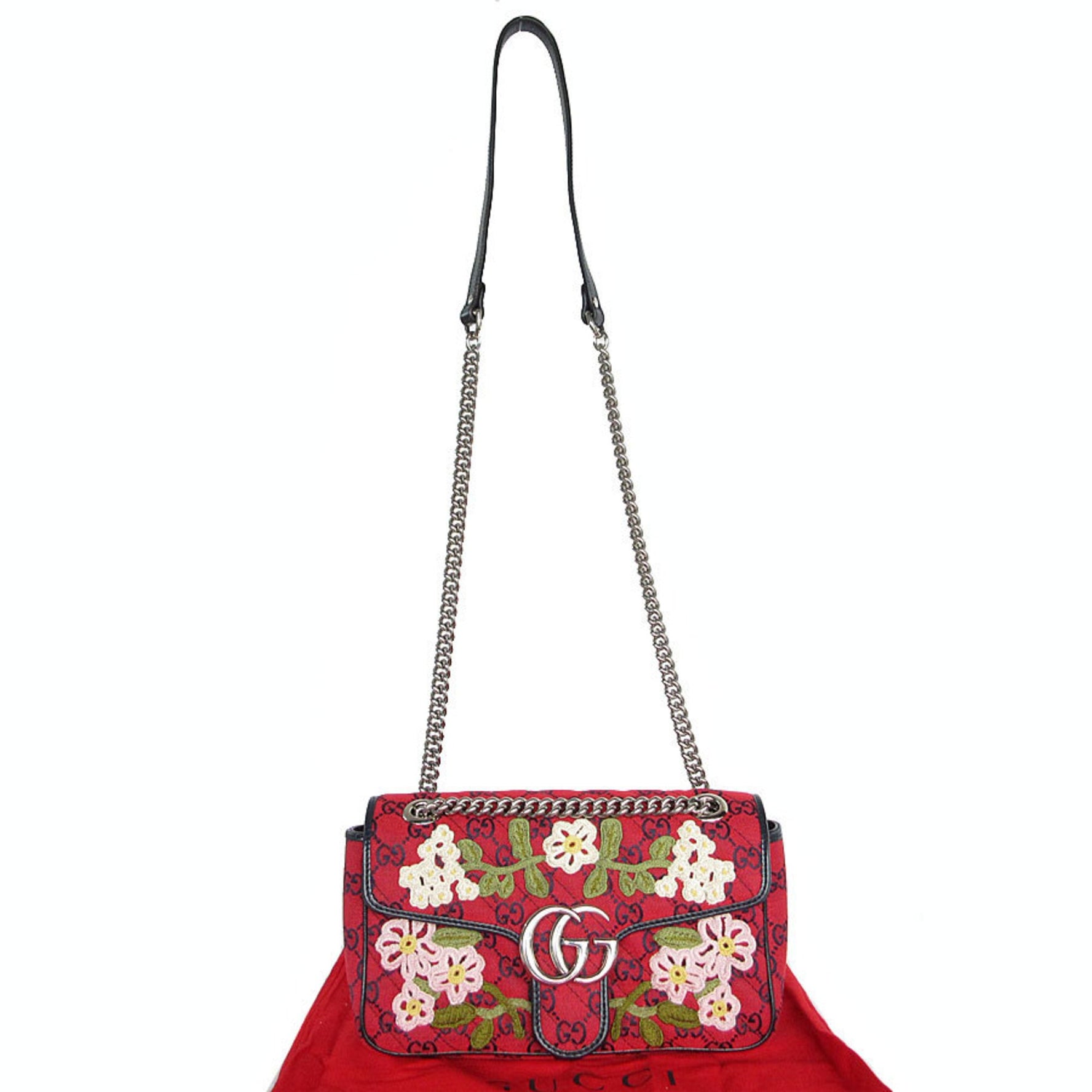 GUCCI Shoulder Bag GG Canvas Red Women's s0325g