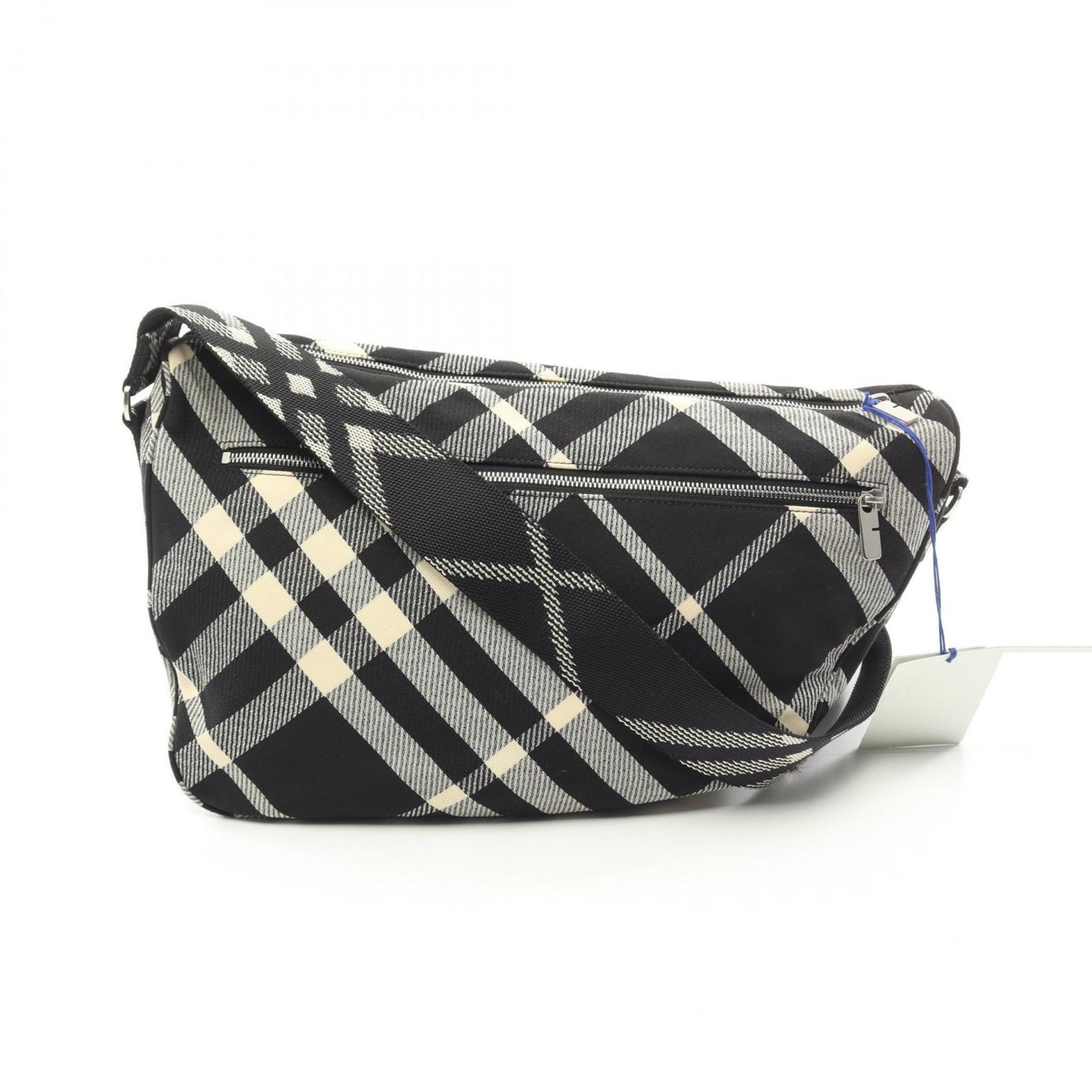 Burberry Large Shield Bag Shoulder Fabric Men's Black White