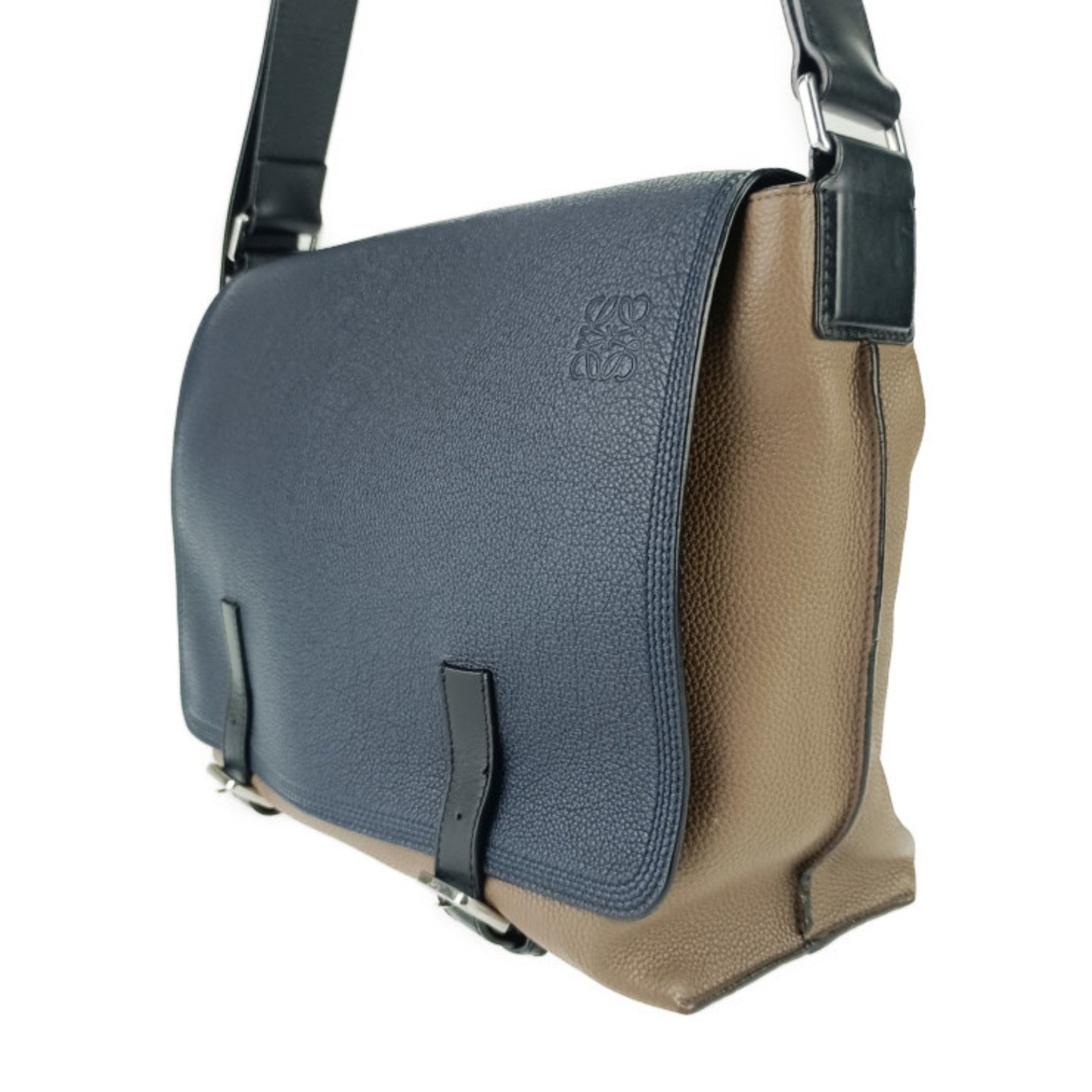 LOEWE Military Bag - Navy, Brown, Black Leather