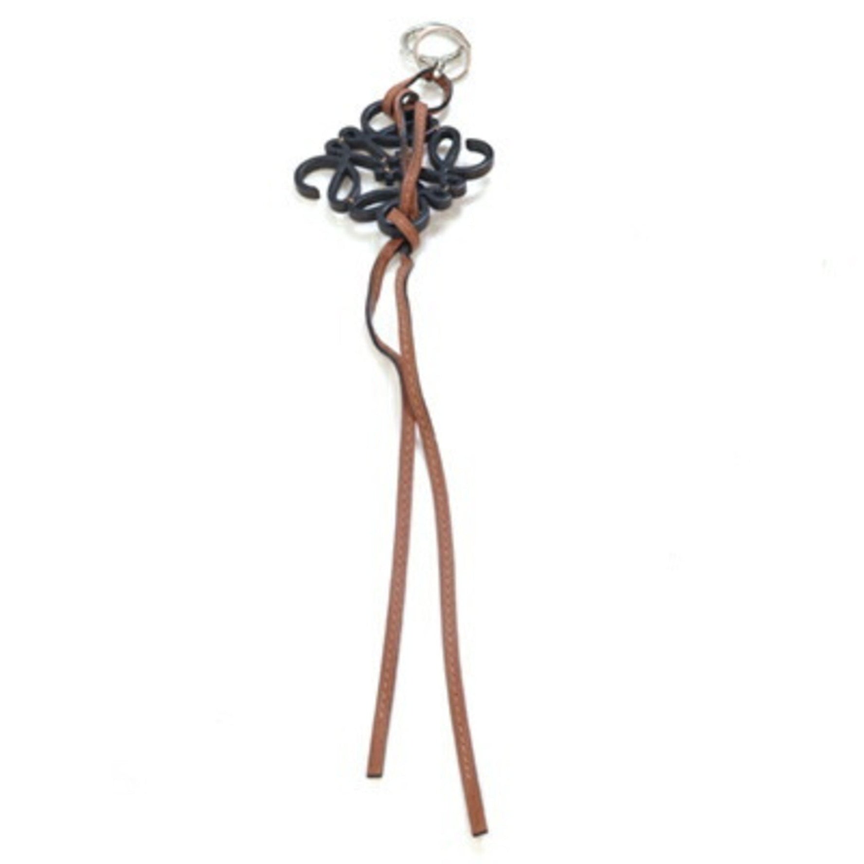 LOEWE Anagram Bag Charm Tan Leather Keychain Key Ring