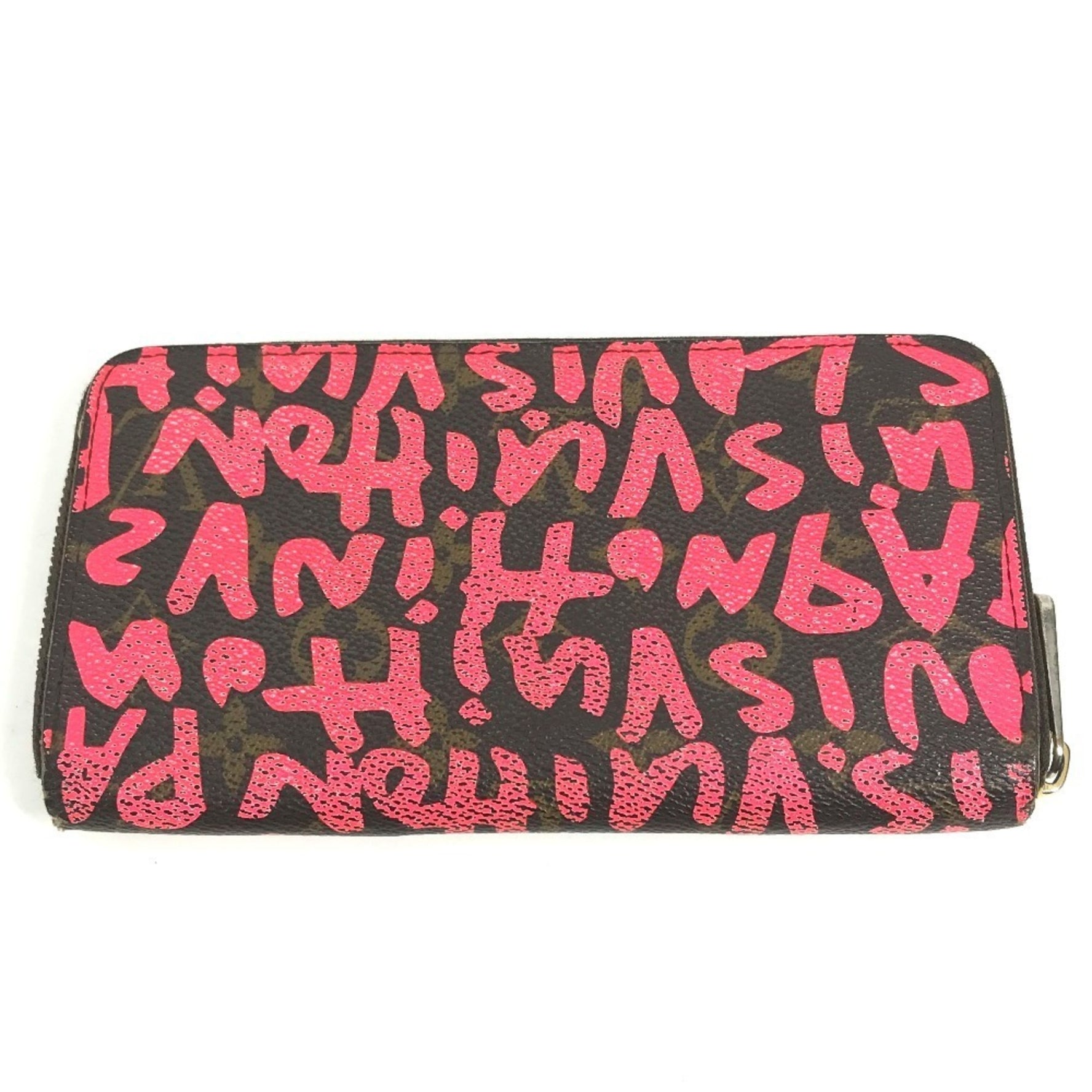 Louis Vuitton Monogram Graffiti Zippy Wallet Round Zipper Long Canvas Pink
