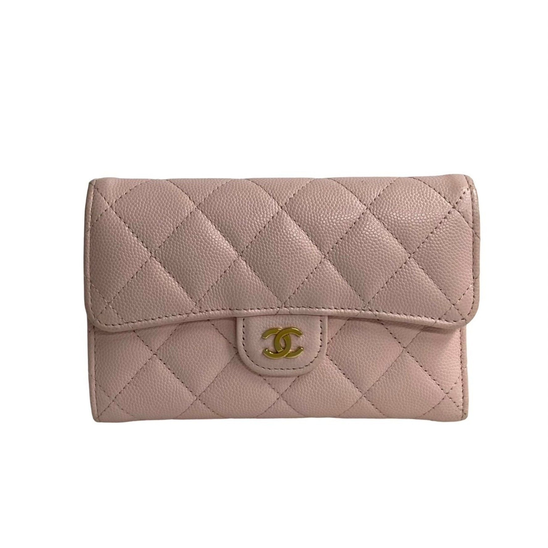 CHANEL Matelassé Leather Caviar Bifold Wallet with Coco Mark