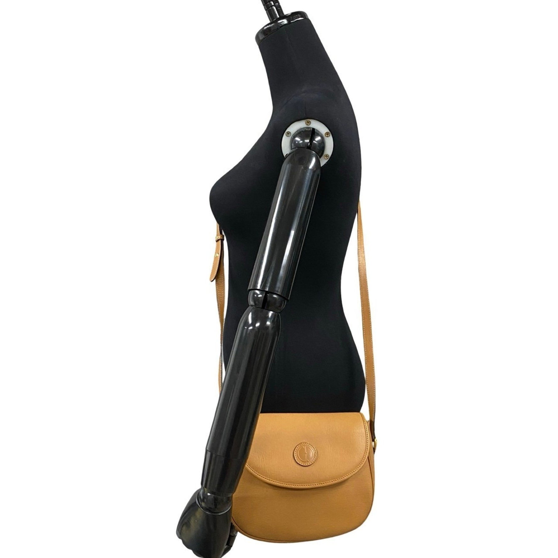 GUCCI Old Vintage GG Logo Leather Shoulder Bag Pochette Sacoche Camel 33-10