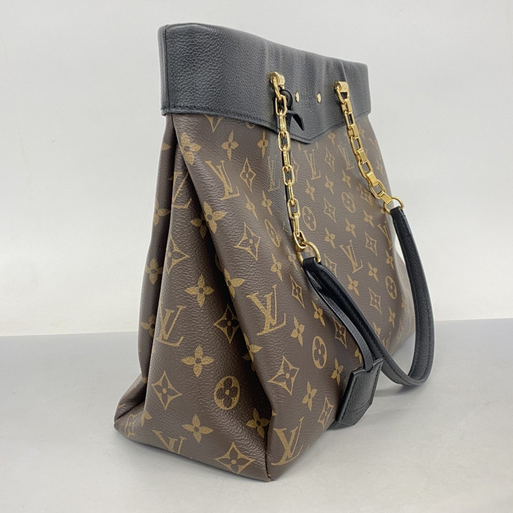 Louis Vuitton Monogram Pallas Shopper Shoulder Bag Brown Noir