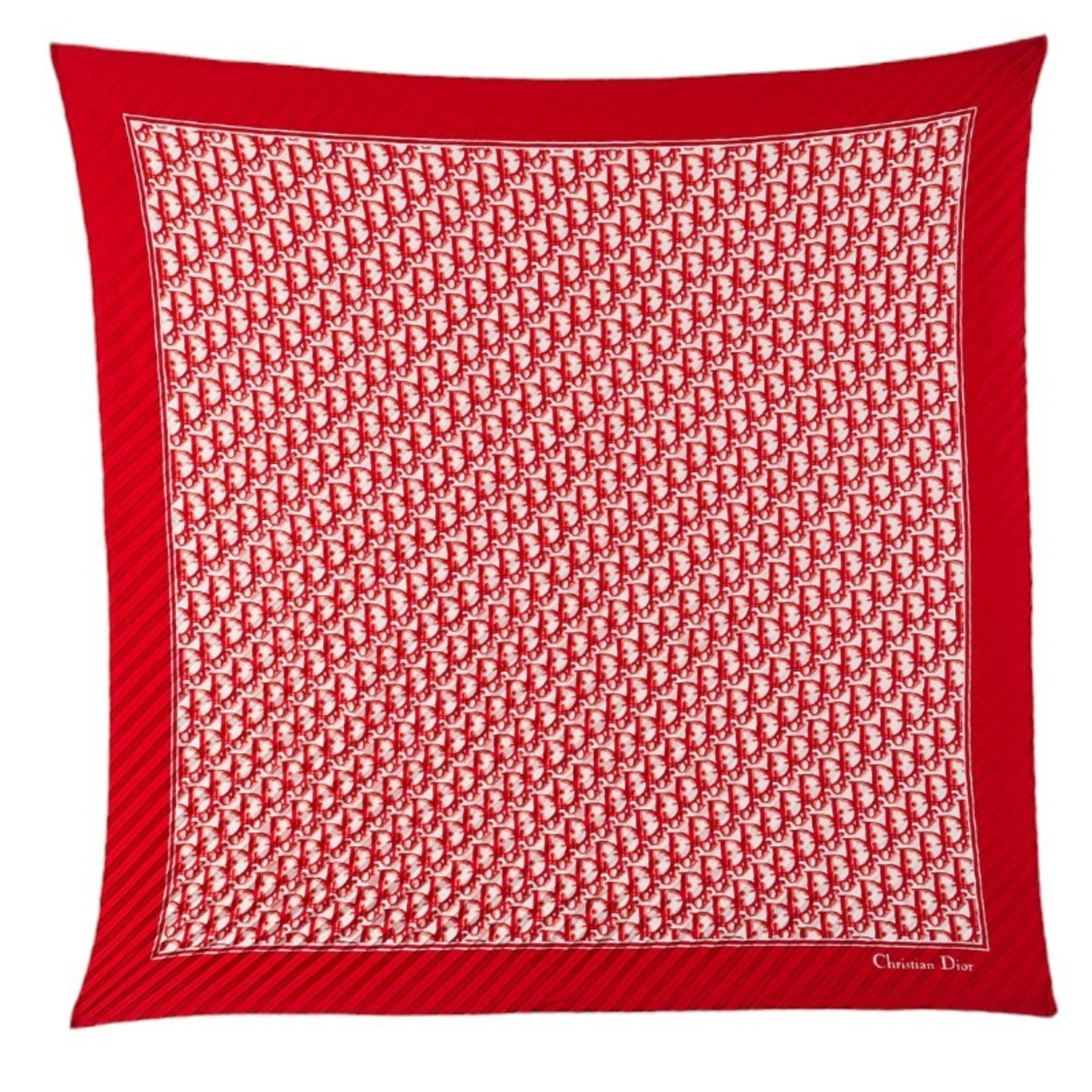 Christian Dior Dior Trotter Pleated Scarf, Red and White Silk