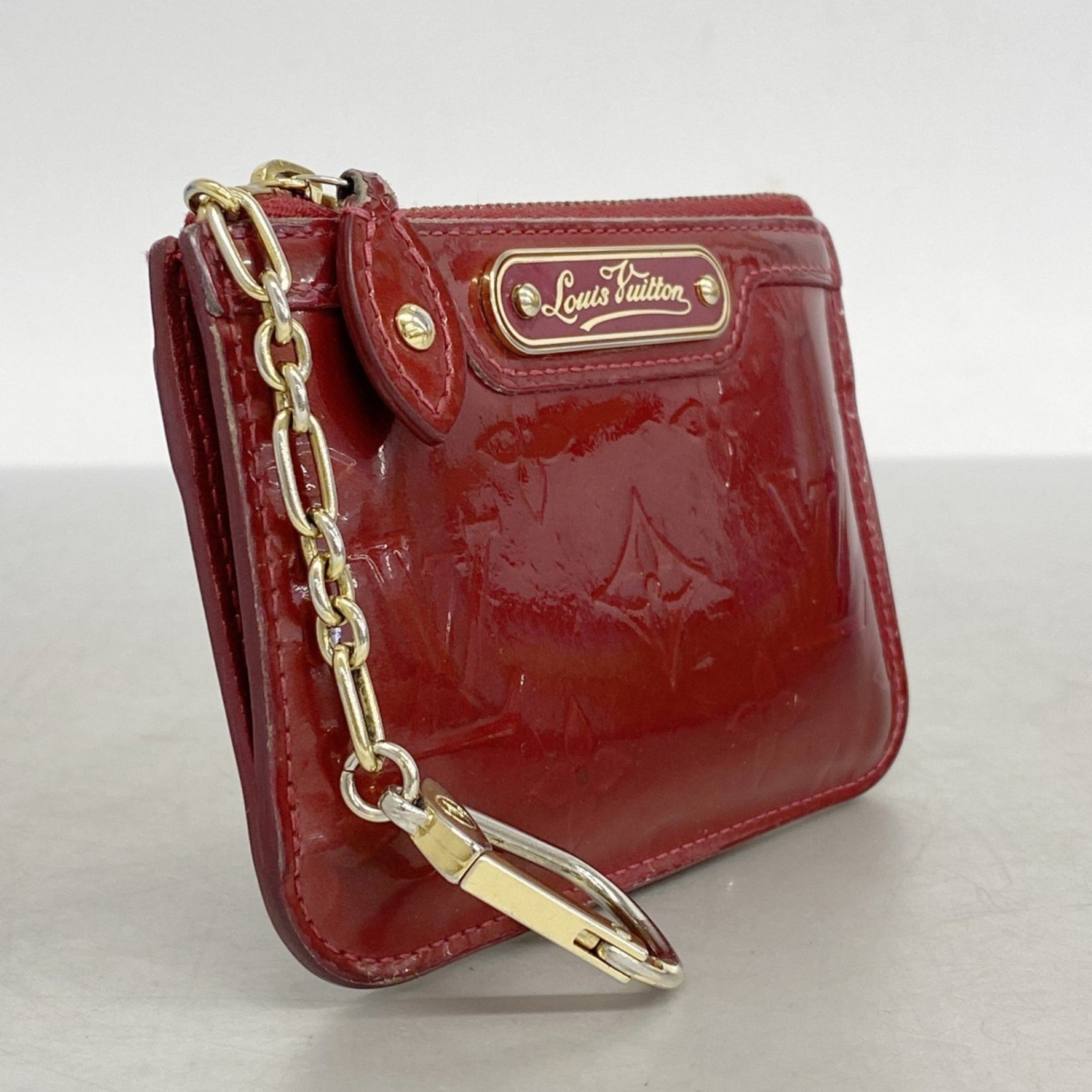 Louis Vuitton Vernis Pochette Cle NM M91737 Rouge Grenadine Women's Wallet/Coin Case