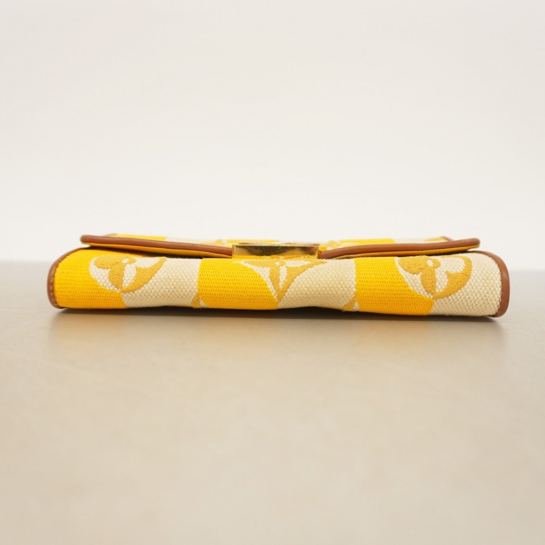 Louis Vuitton Long Wallet 21SS Portefeuille Capucines M80416 Striped Jaune Women's