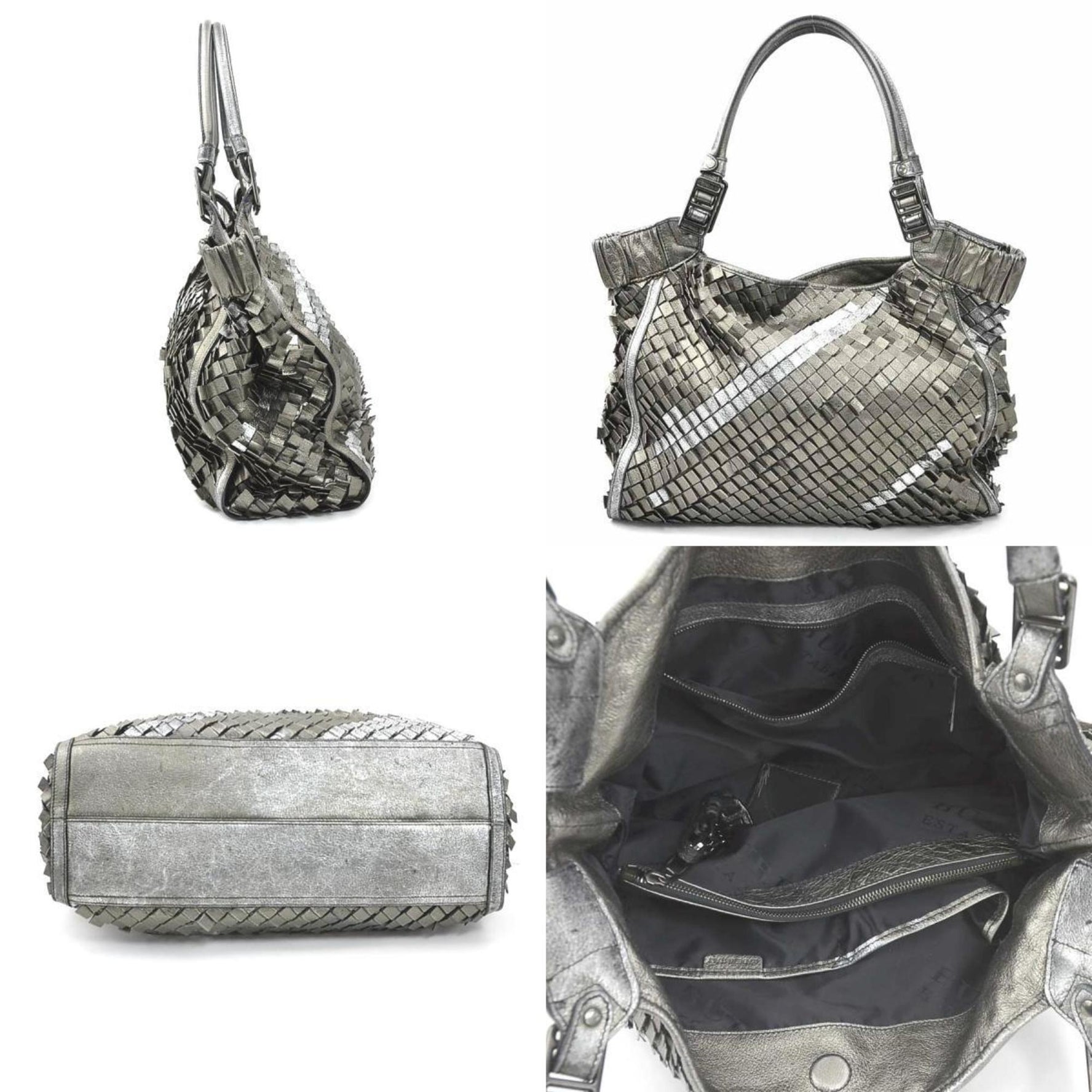 Burberry Men's Metallic Grey Leather Shoulder Bag