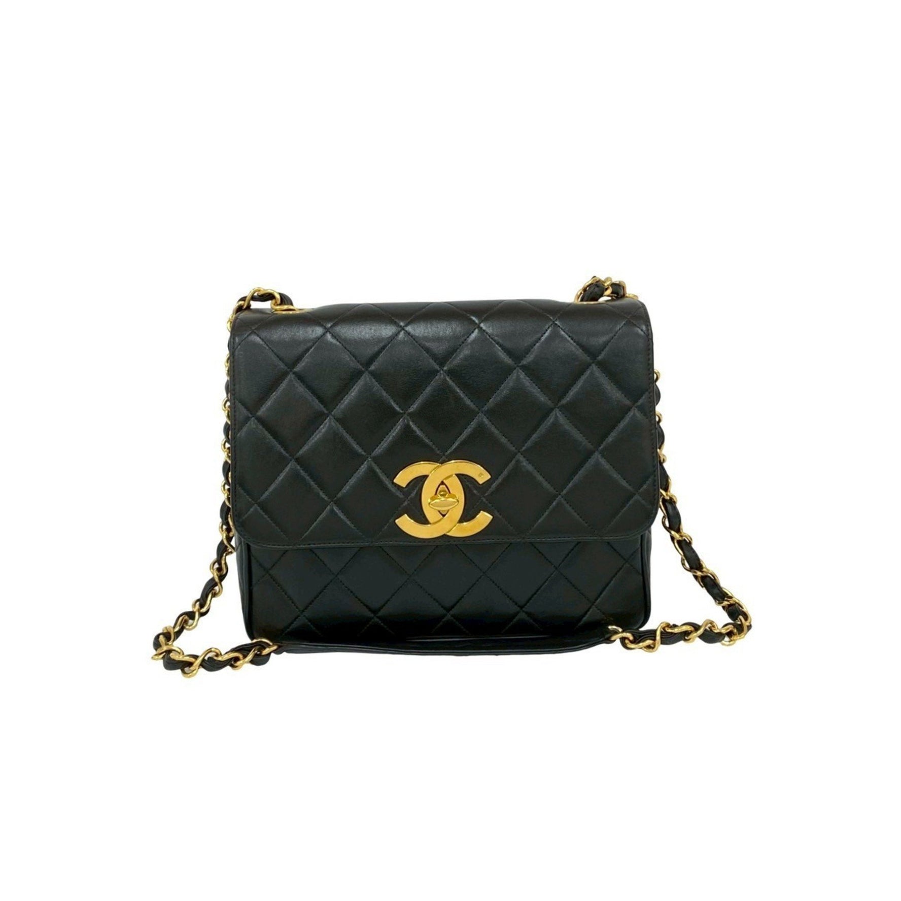 CHANEL Matelasse Deca Coco Turnlock Lambskin Chain Shoulder Bag