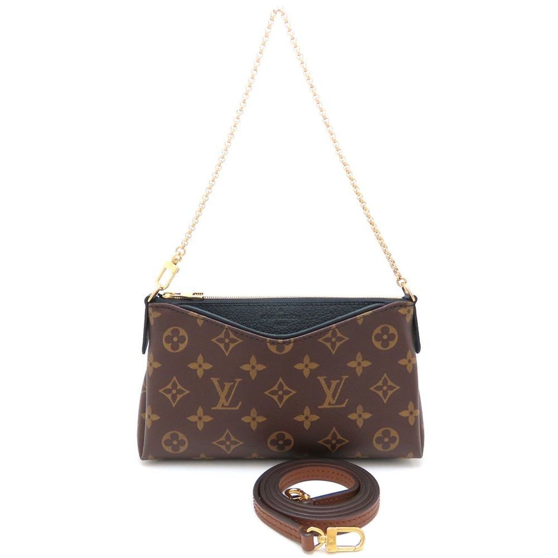 LOUIS VUITTON Monogram Pallas Scratch Shoulder Bag Brown