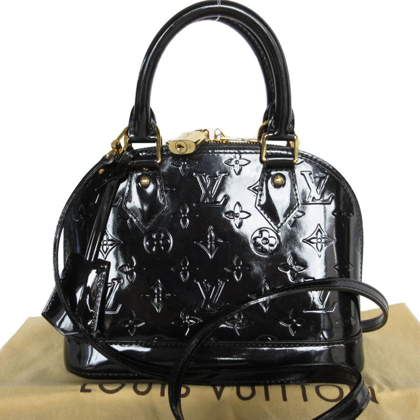 Louis Vuitton Handbag Shoulder Bag Monogram Vernis Alma BB Patent Leather Gold
