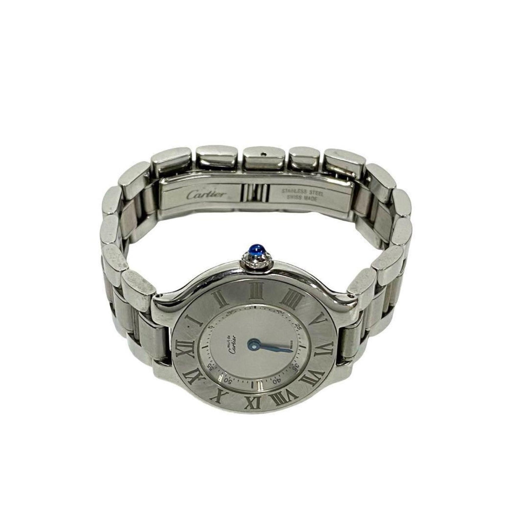 CARTIER Must 21 Logo Engraved Stainless Steel Quartz Wristwatch, Silver