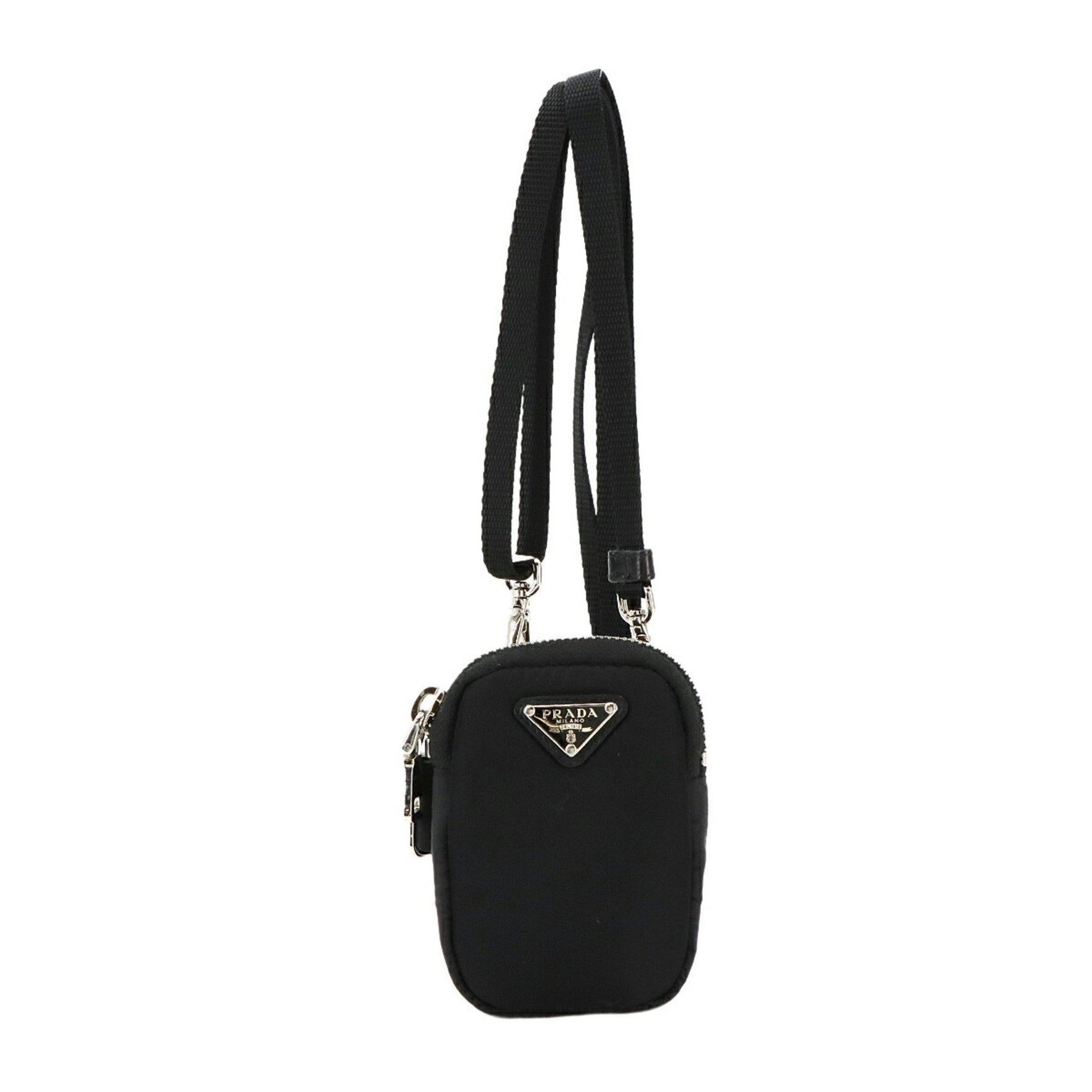PRADA mini shoulder bag pouch nylon silver hardware