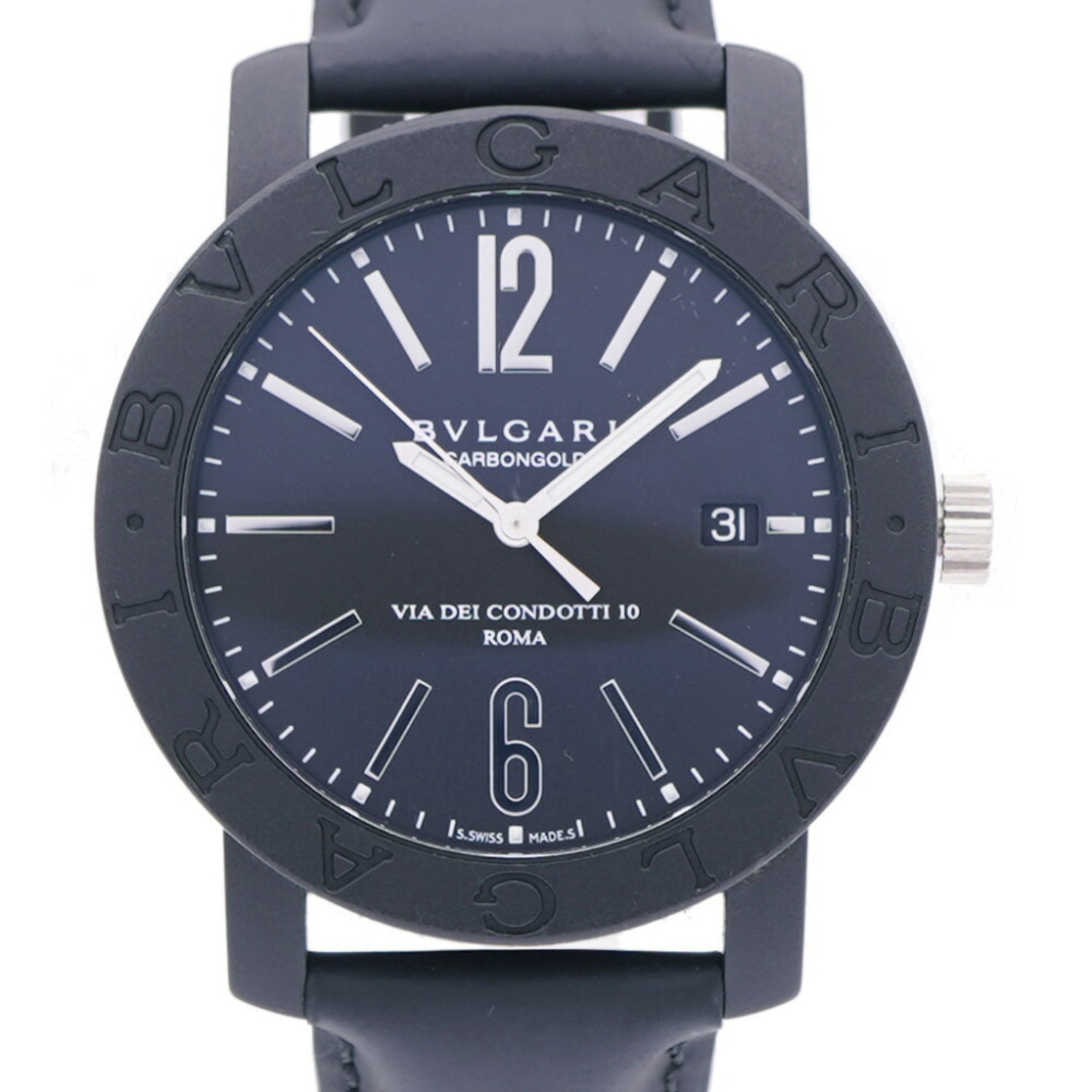 Like new Bvlgari Carbon Automatic Watch in Carbon/Leather with Dial