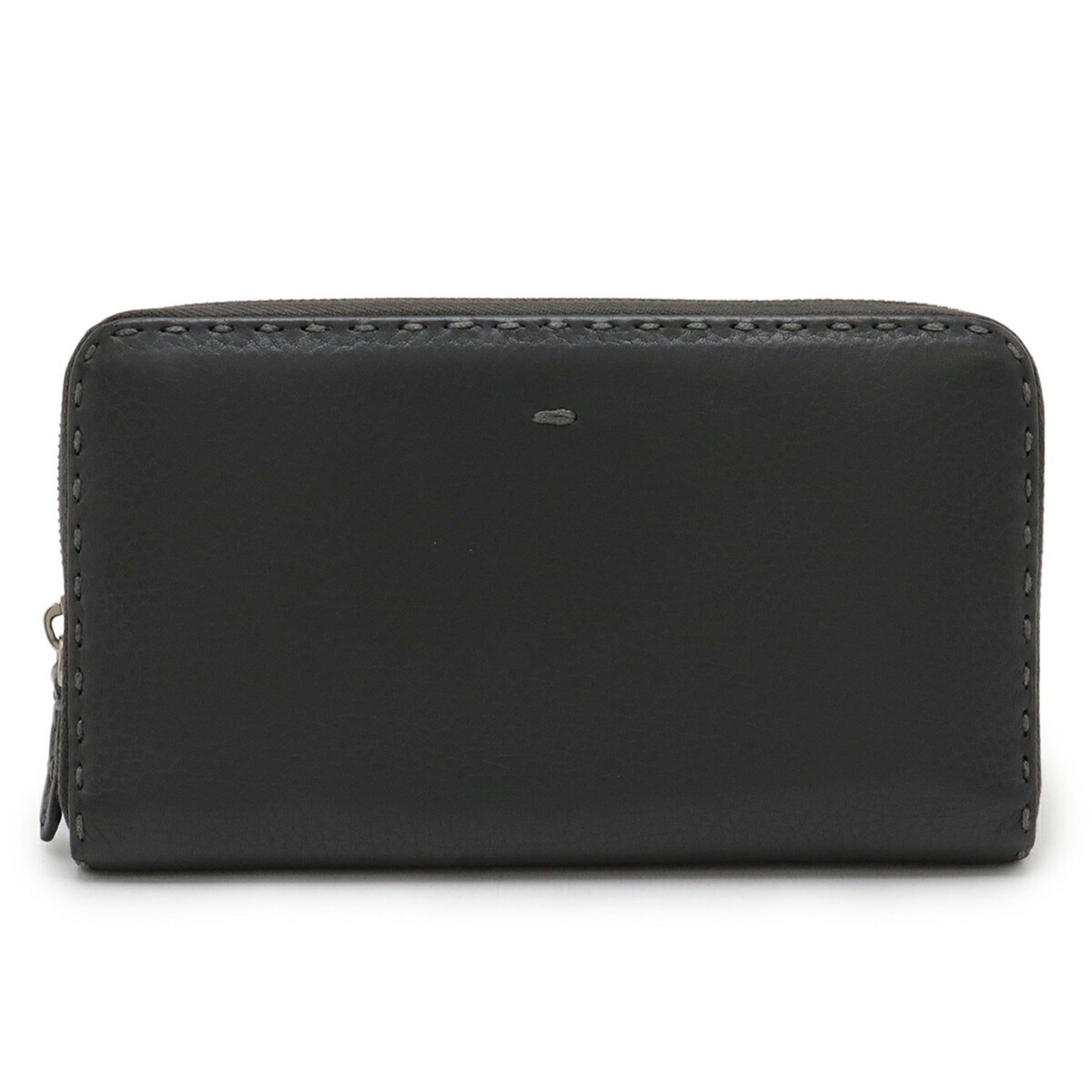 FENDI Selleria Long Wallet Round Leather Grey