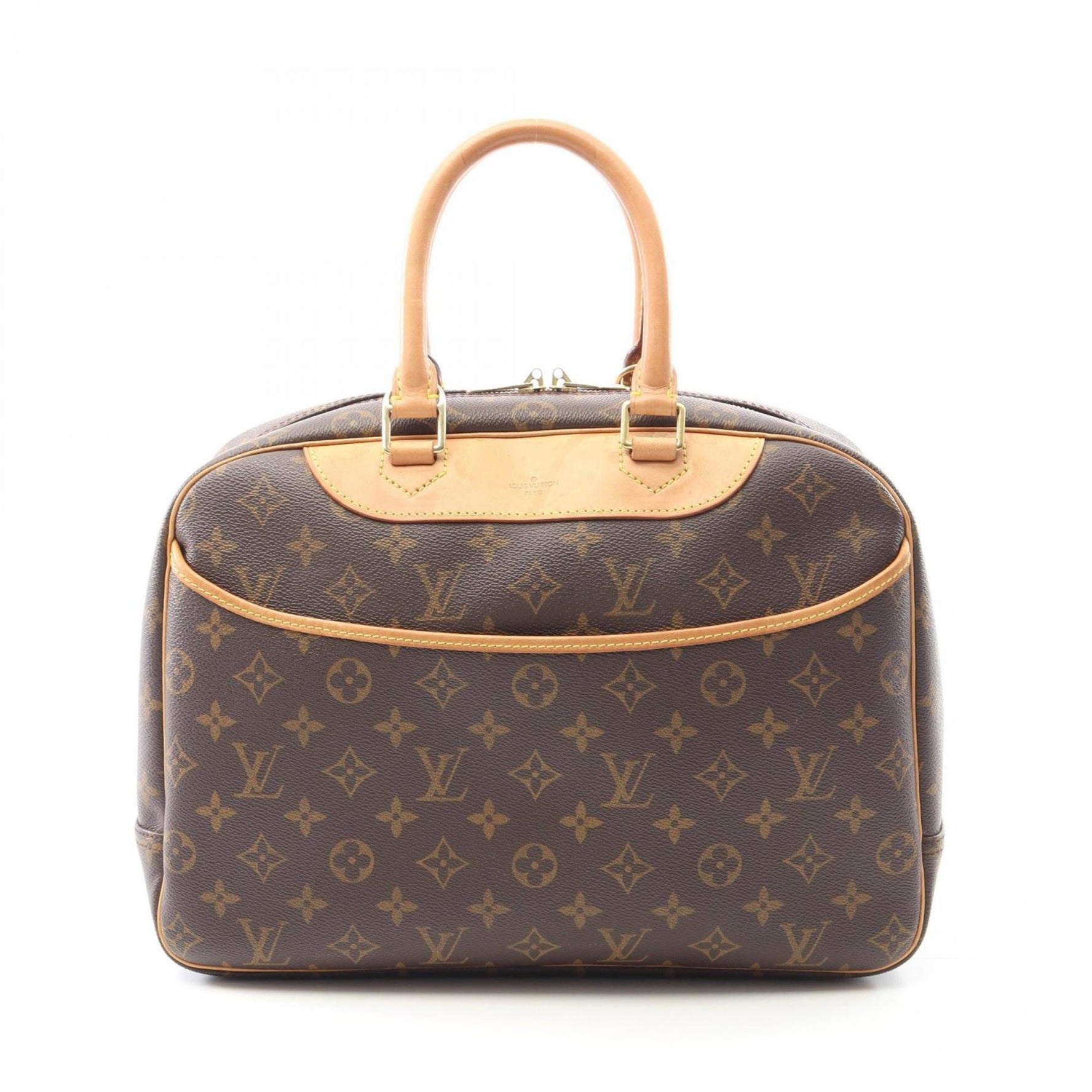 Louis Vuitton Deauville Bowling Vanity Handbag in Coated Canvas and Leather with Monogram Design, Brown