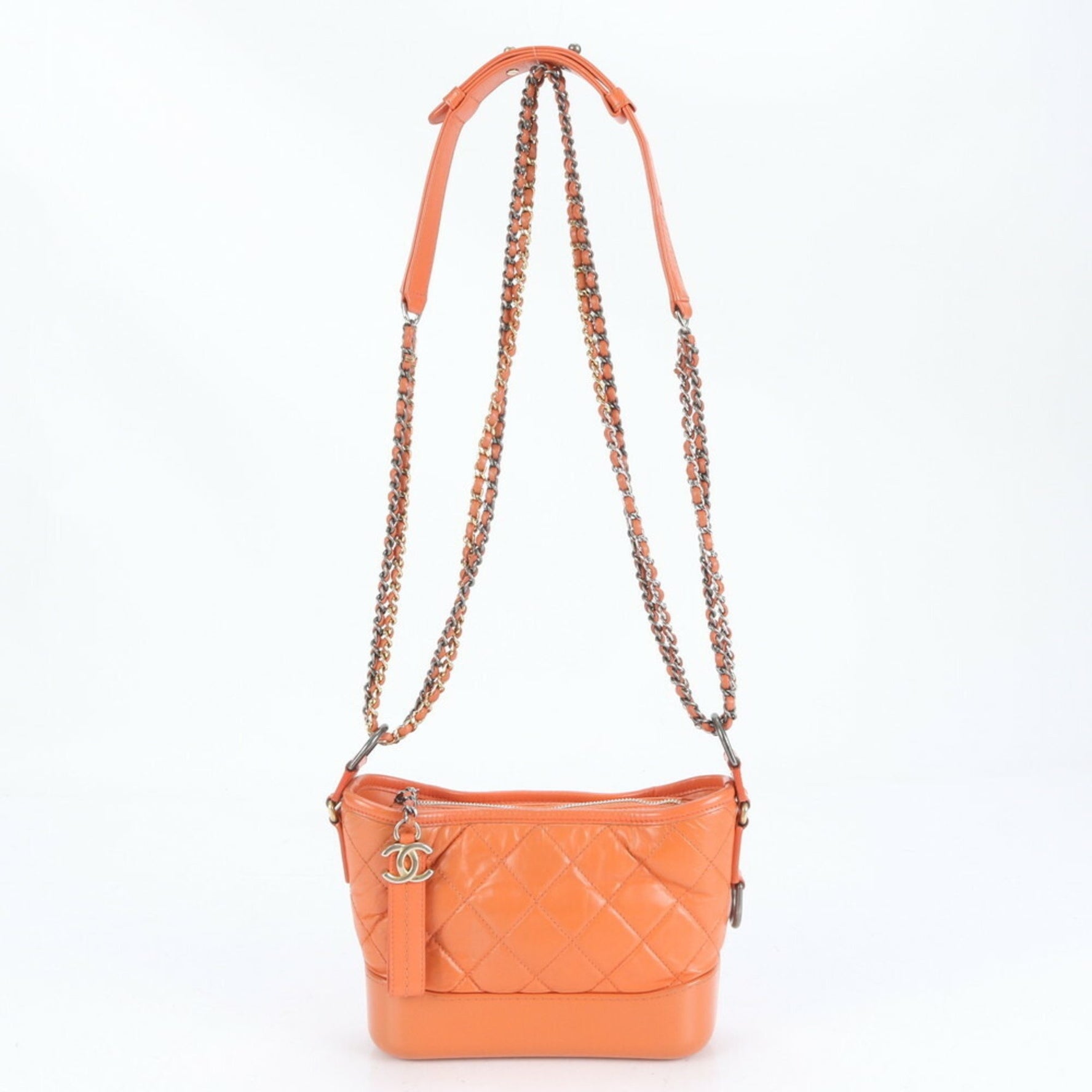 Chanel Gabriel de Small Hobo Chain Shoulder Bag Leather Women's with Serial Seal