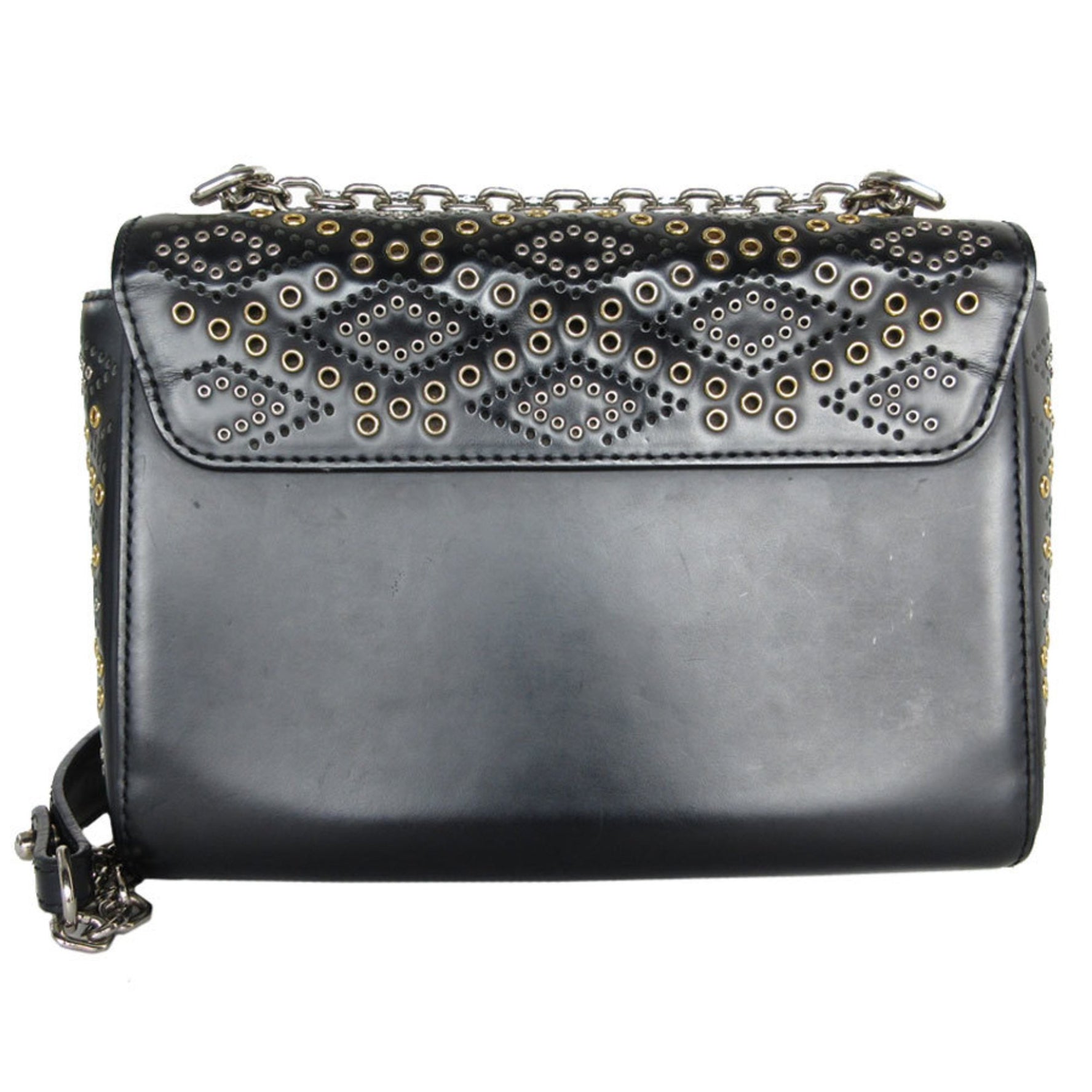 Louis Vuitton Shoulder Bag Twist MM Leather Metal Black Silver Gold