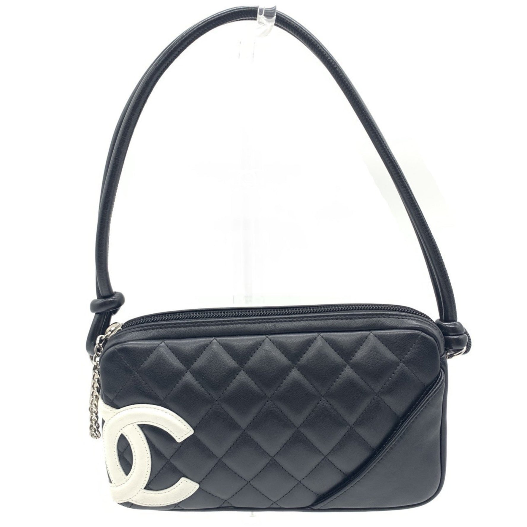 Chanel Cambon Line Pouch Shoulder Bag Coco Mark Black White
