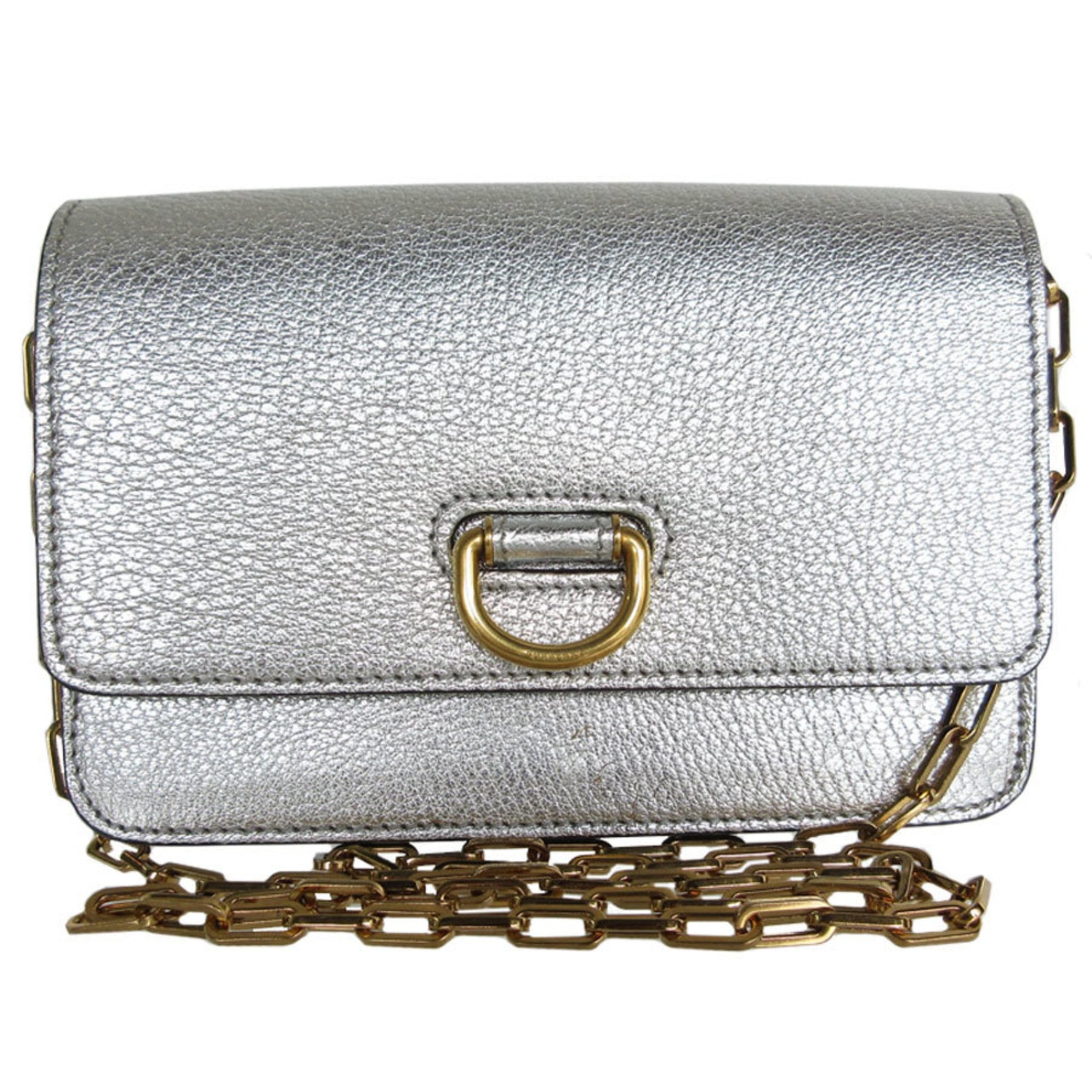 Burberry shoulder bag leather metal silver gold ladies s0611a