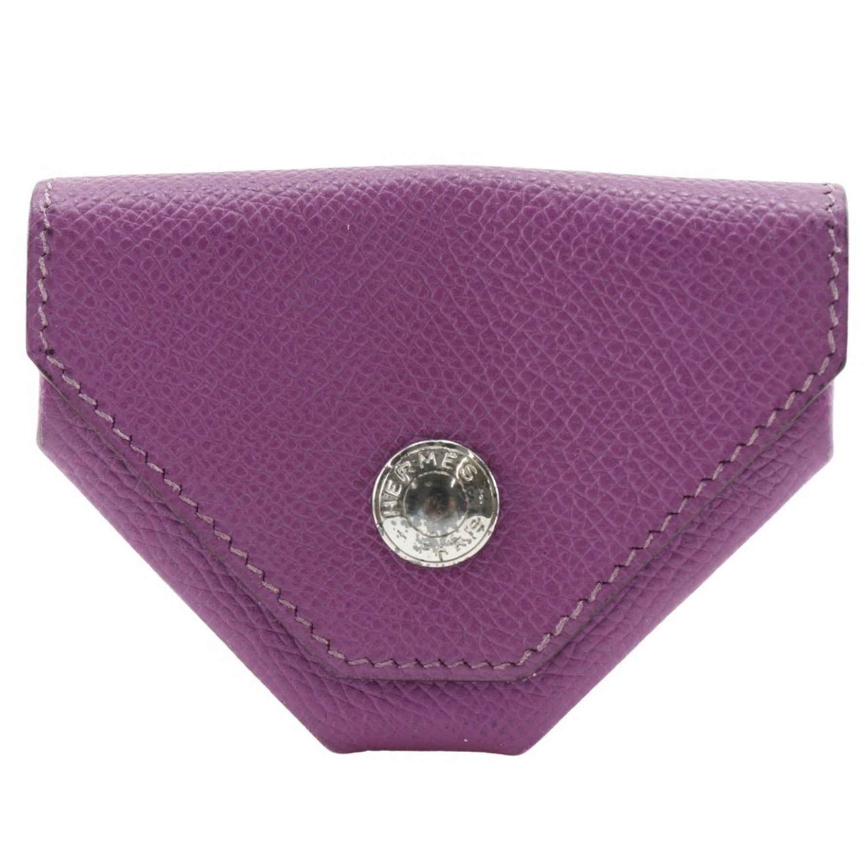 Hermes HERMES Revan Cattle Coin Case, Epsom Leather, Purple, Snap Button, Cattle, Women's