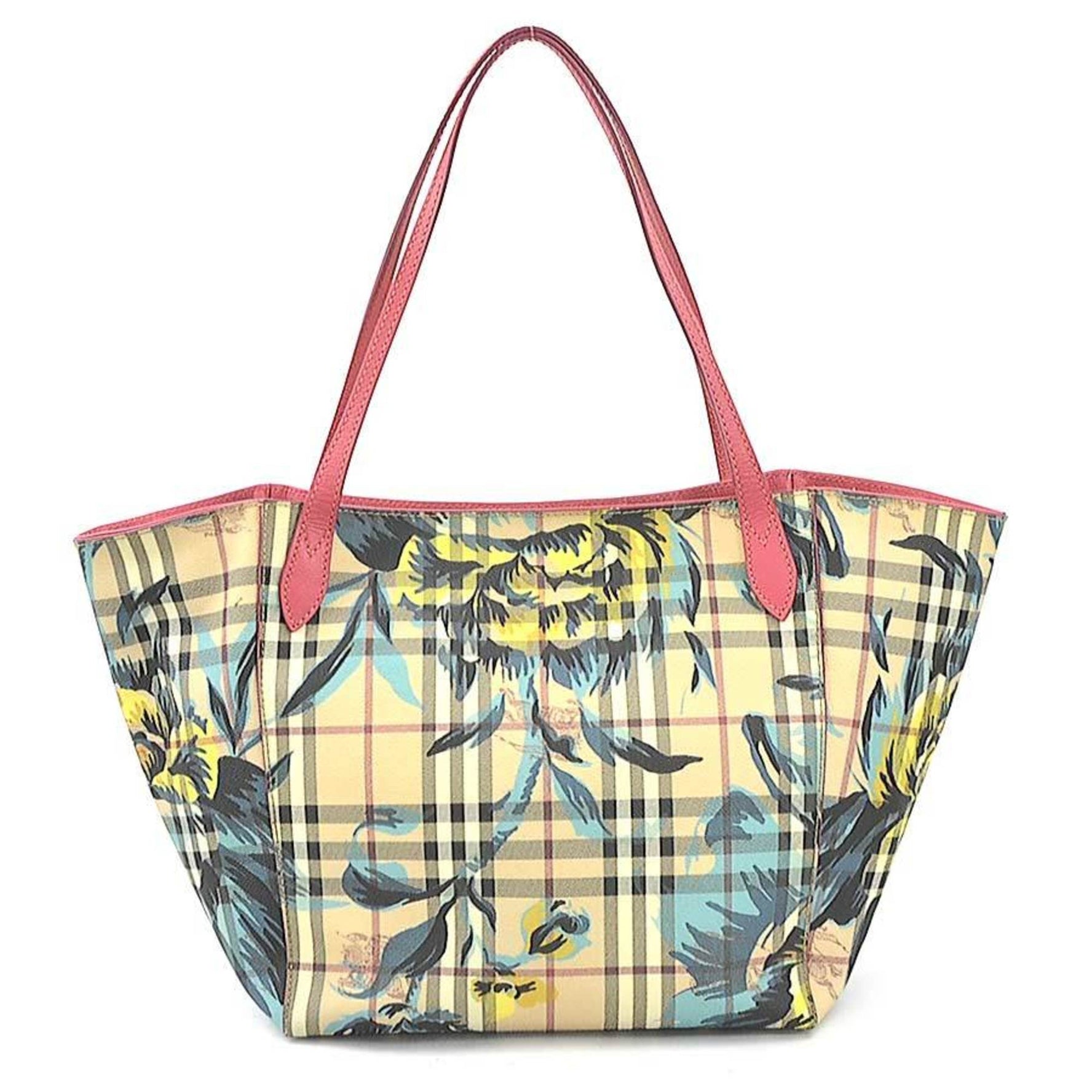 Burberry Handbag Tote Bag Coated Canvas Leather Pink x Beige Women's r10372a