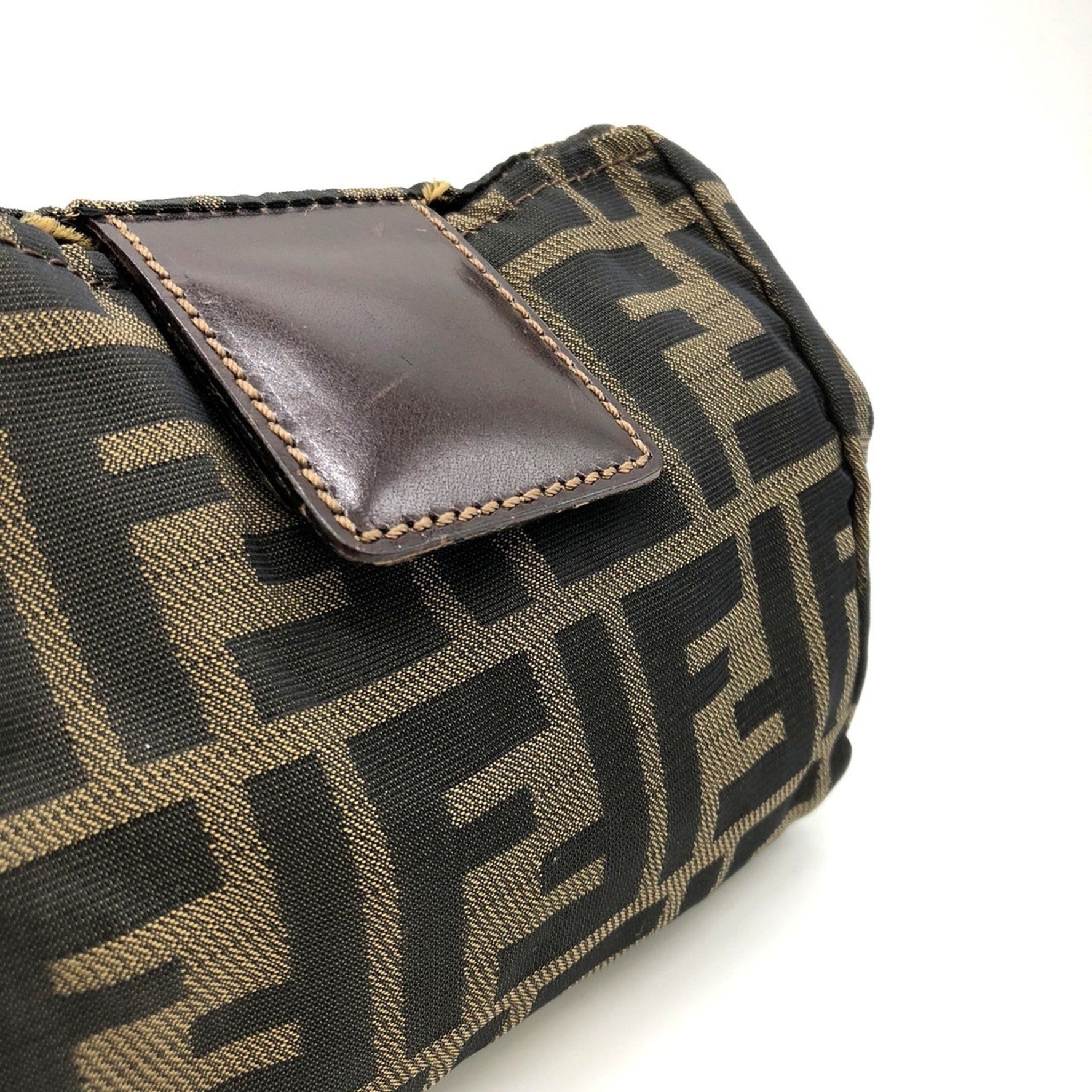 FENDI 2241-26539-098 Pouch Brown Nylon Leather Men's