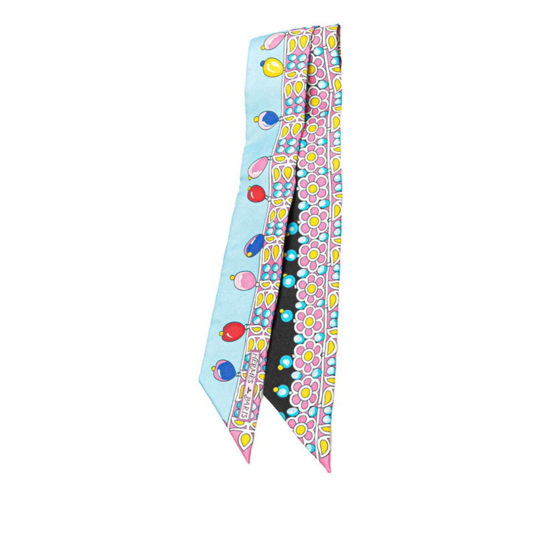 Hermes Twilly PARURES DES MAHARAJAS Maharaja's Jewelry Scarf Muffler Blue Multicolor Silk