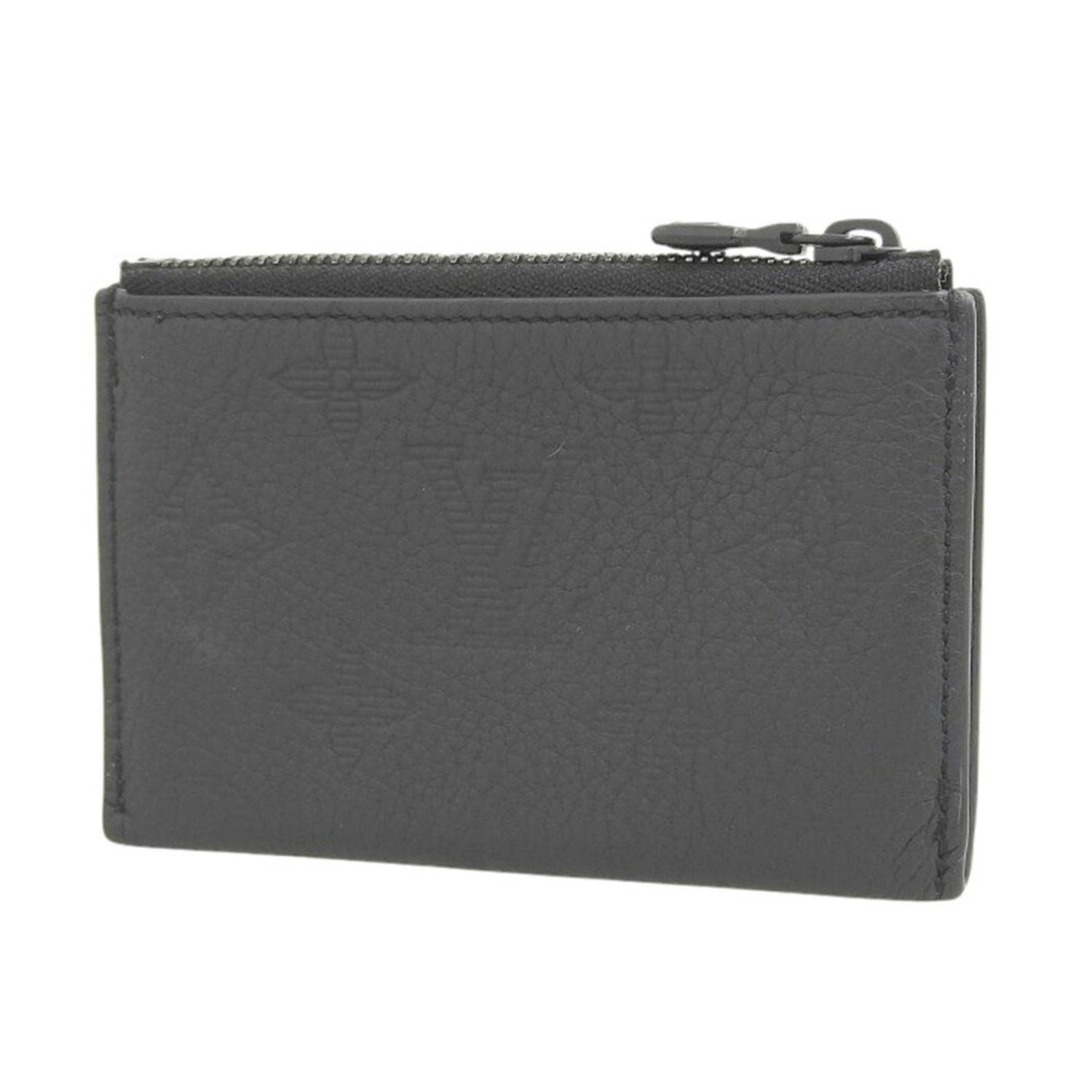 Louis Vuitton Monogram Shadow Compact Coin Card Holder Purse Black