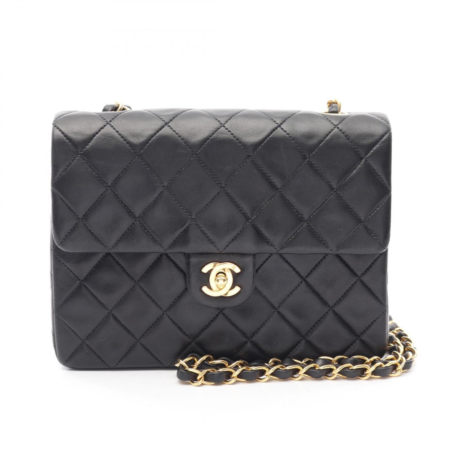 CHANEL Mini Matelasse 20 Shoulder Bag, Lambskin Leather, Women's, Black, A01163