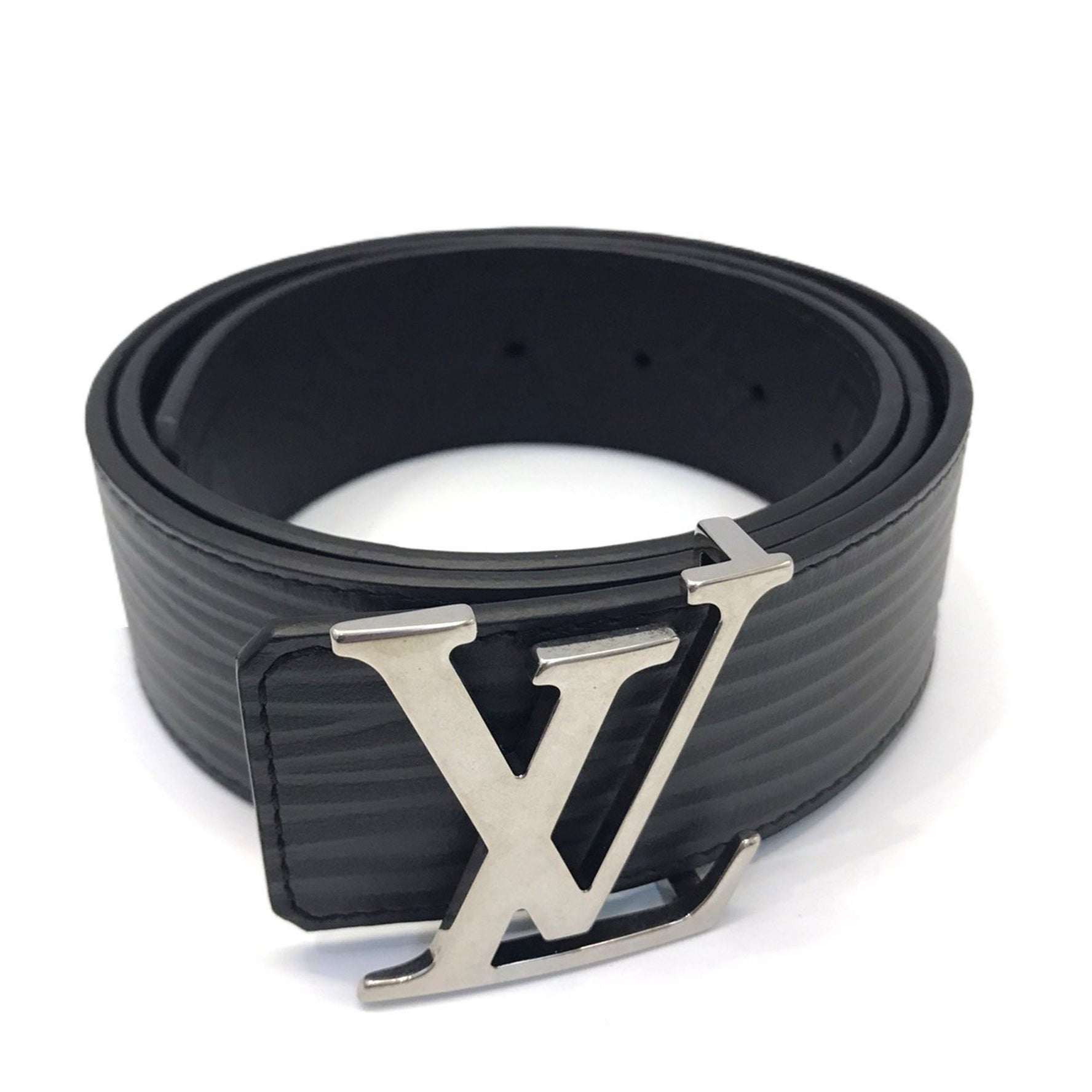 Louis Vuitton LV Initial Reversible Epi Leather Belt in Silver and Leather