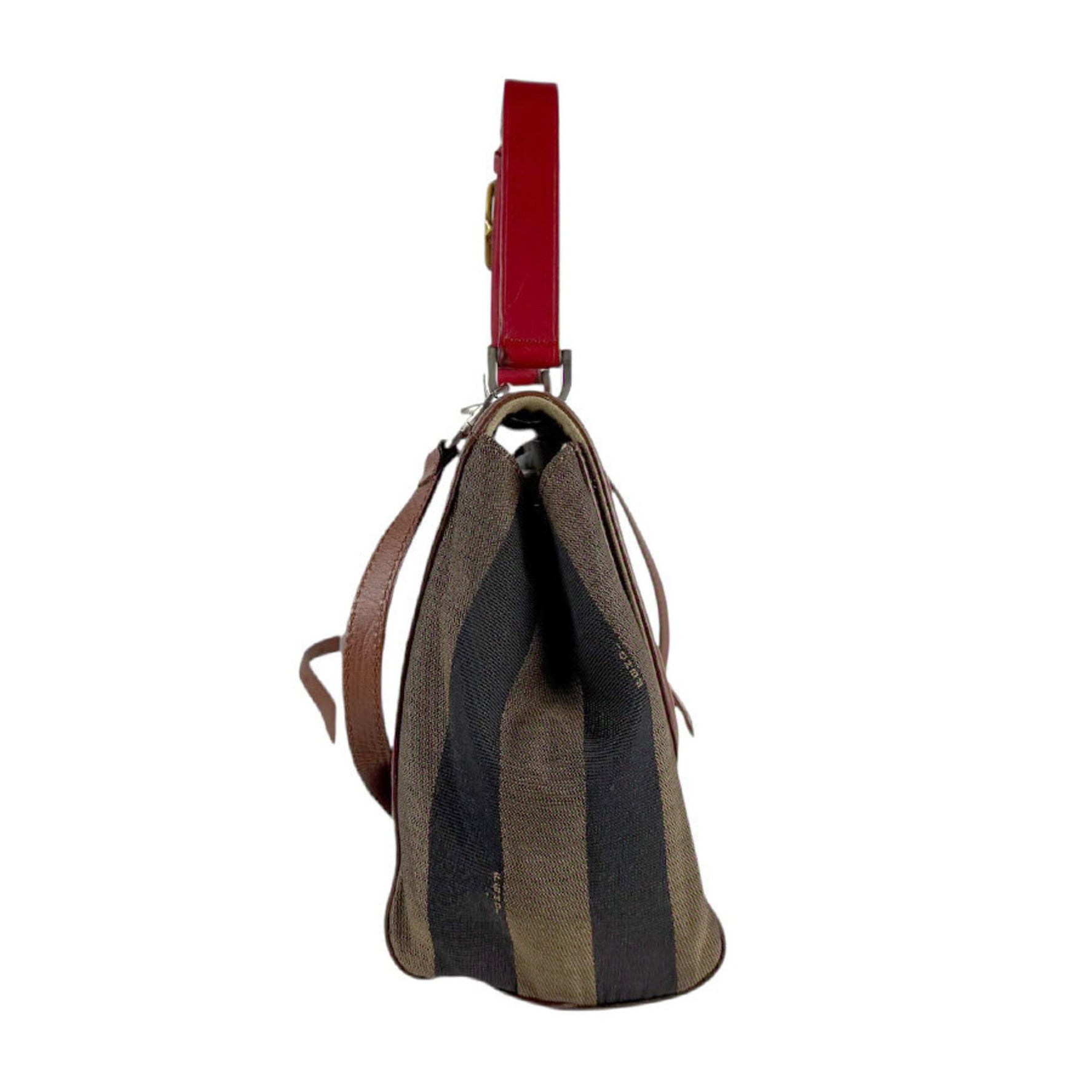 Fendi Pecan Leather and Nylon Canvas Backpack in Brown Red