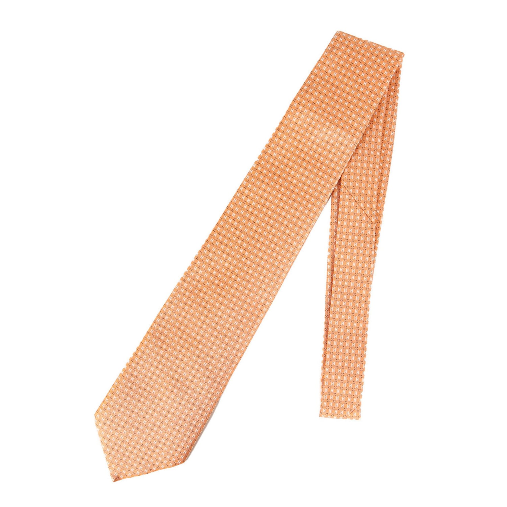 HERMES H Embroidered Silk Tie