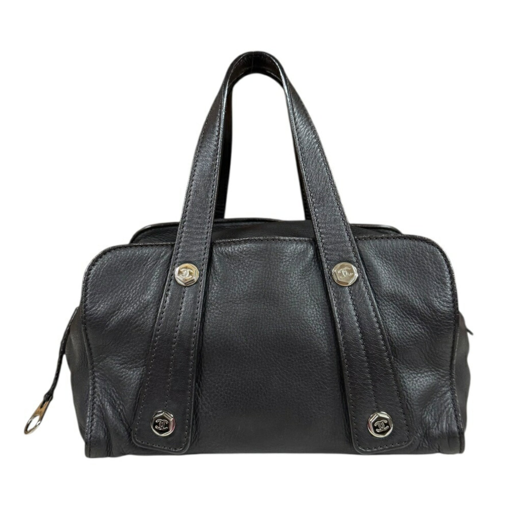 CHANEL Coco Mark Handbag Leather