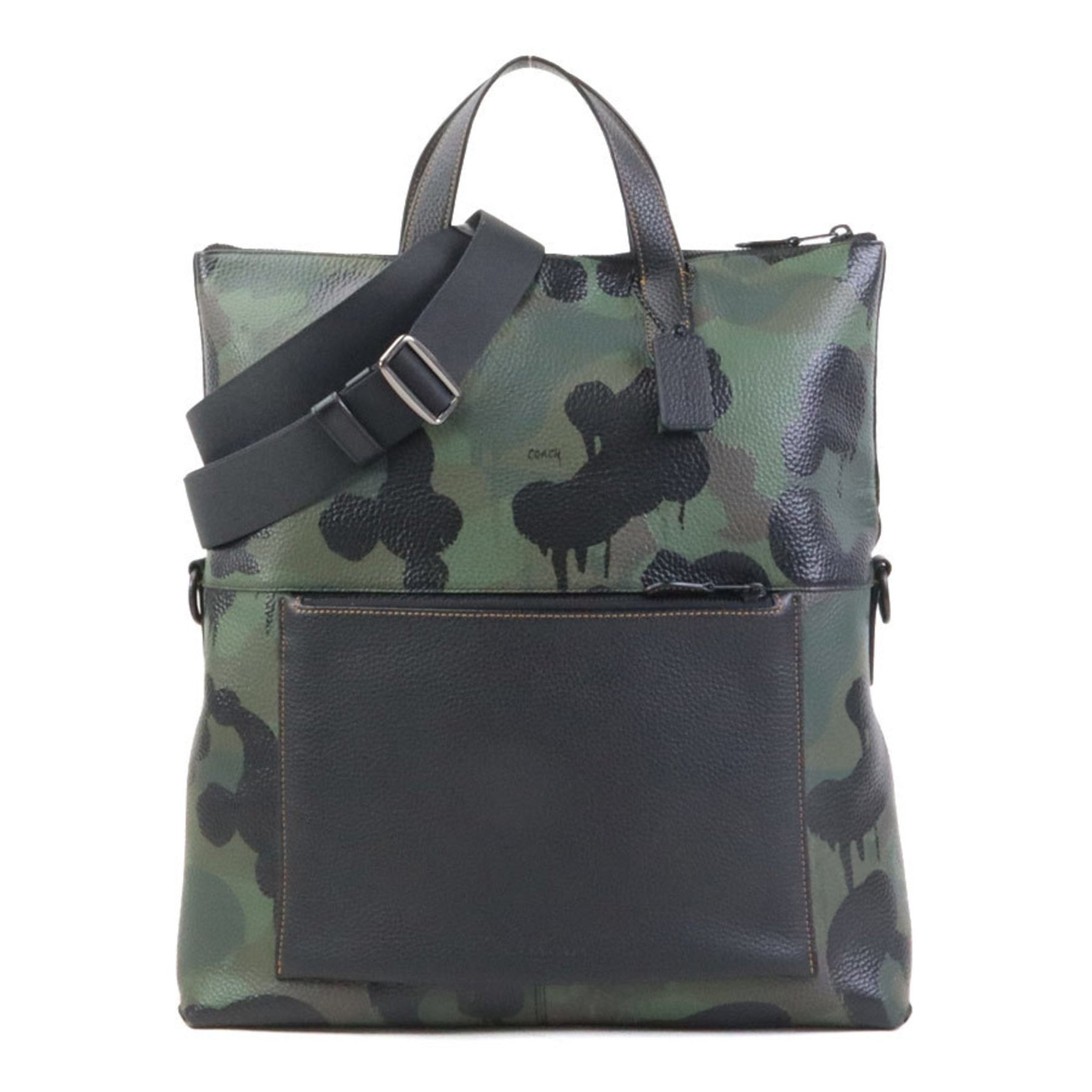 Coach handbag shoulder bag leather black x green