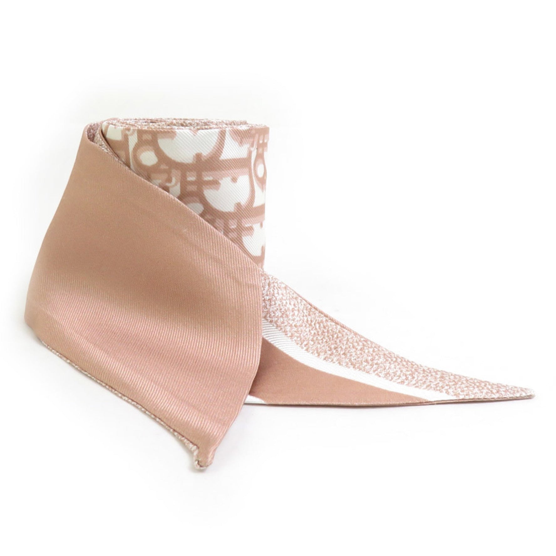 Christian Dior Mitzah Scarf, Silk, Pink Beige, White, Women's, e60817g