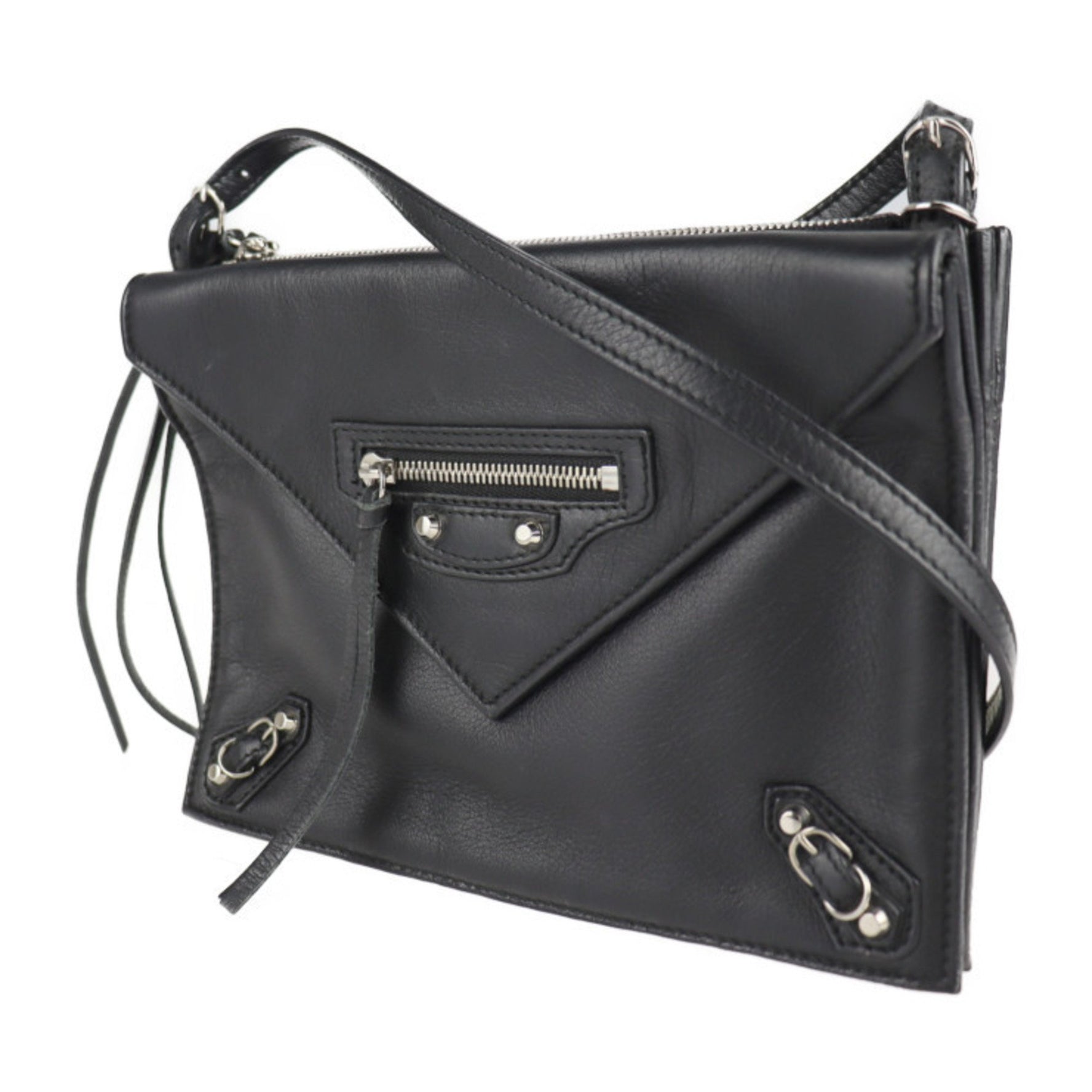 BALENCIAGA Balenciaga paper shoulder bag leather black 2WAY clutch mini handbag