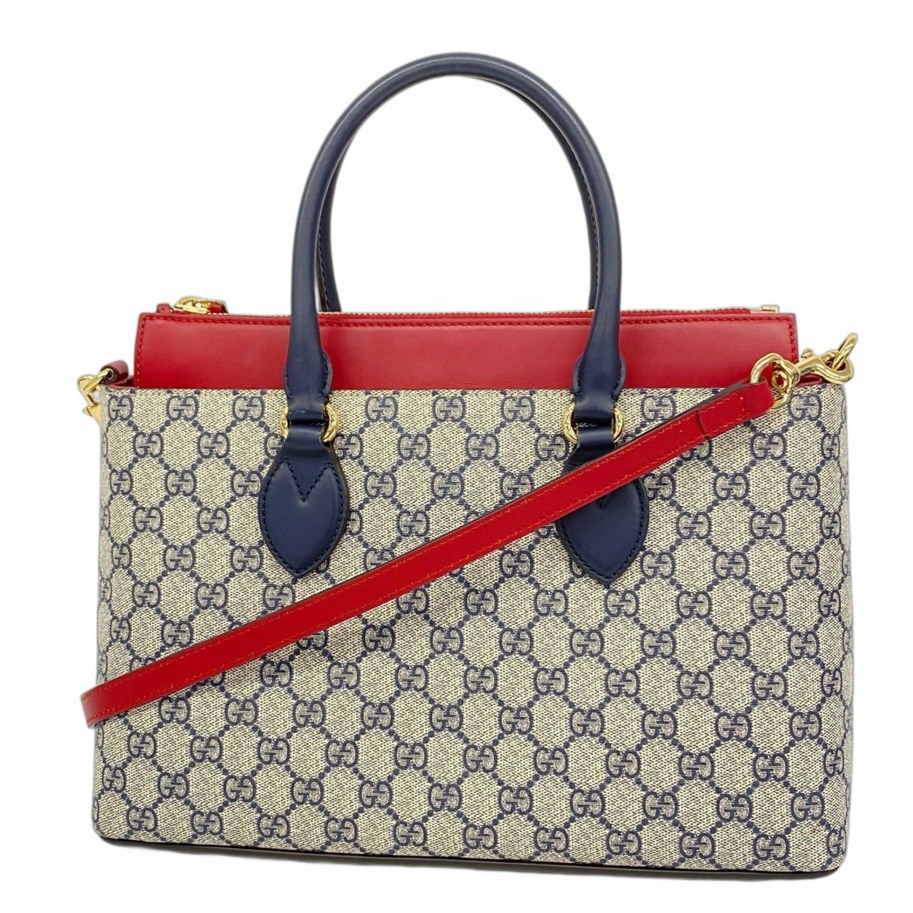 Gucci GG Supreme handbag navy red women's