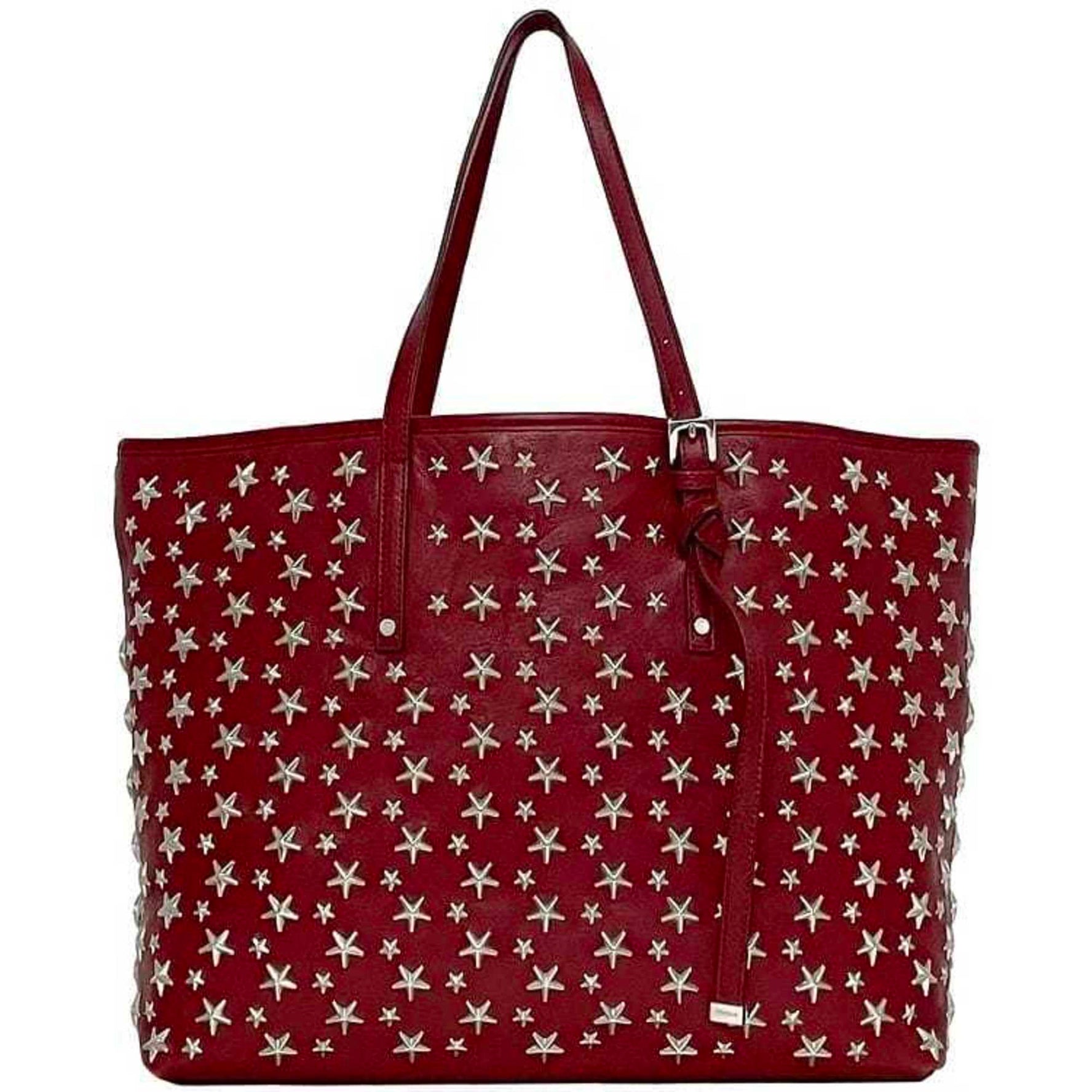 Jimmy Choo Tote Bag ec-22980 Red Star Studs Leather JIMMY CHOO A4 Women Men Genuine Soft