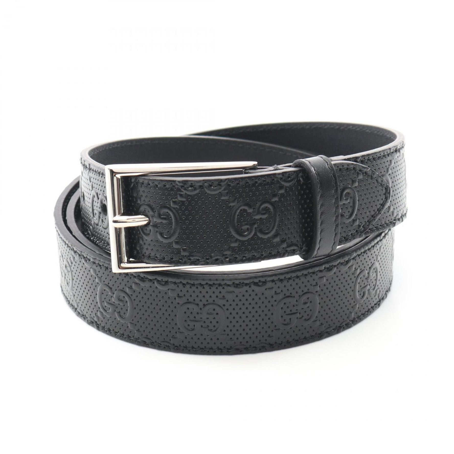 Gucci Square Buckle Belt with GG Pattern, Leather