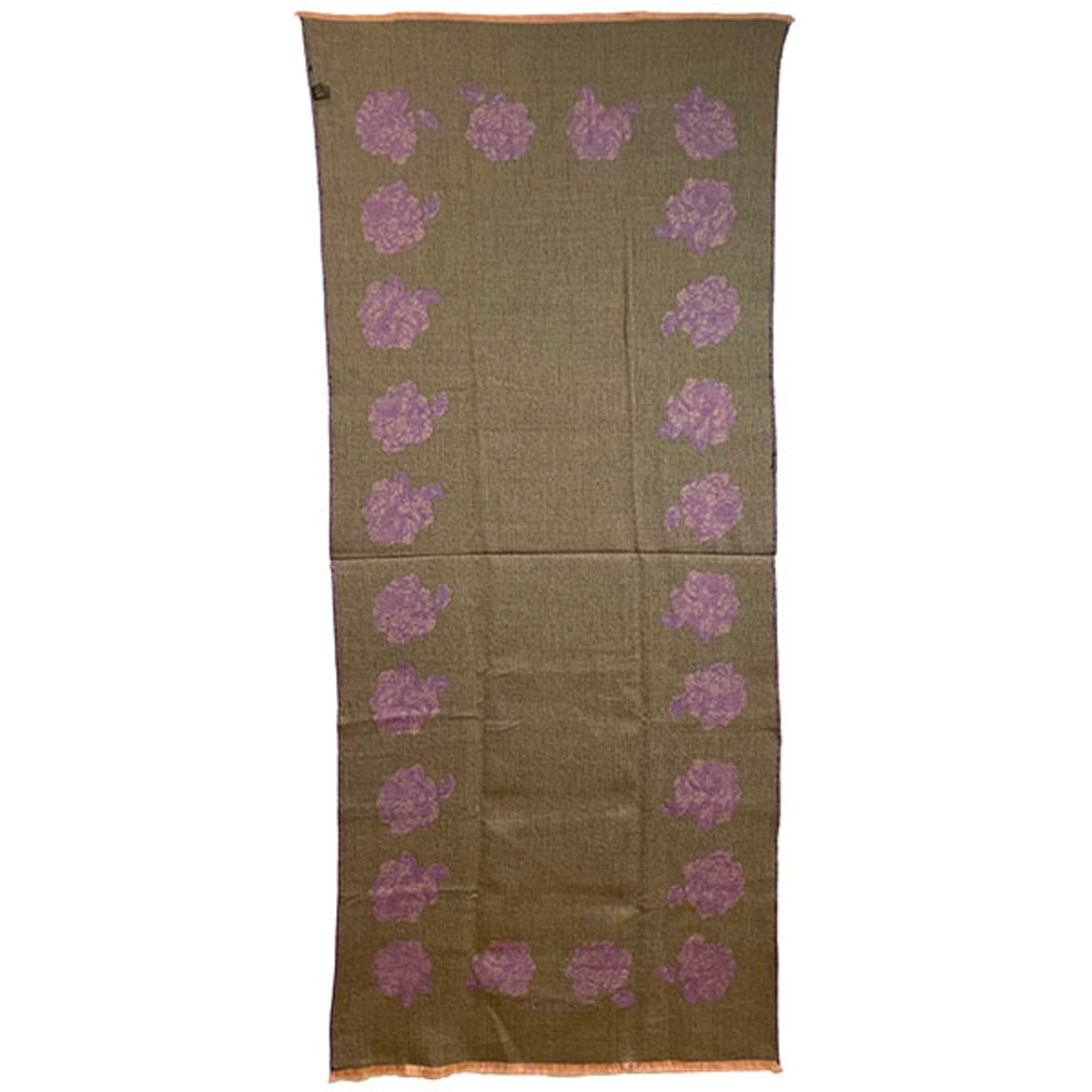 Christian Dior Stole Flower Pink Ocher Dark Brown Rose Shawl Muffler Scarf Knee Blanket C.Dior