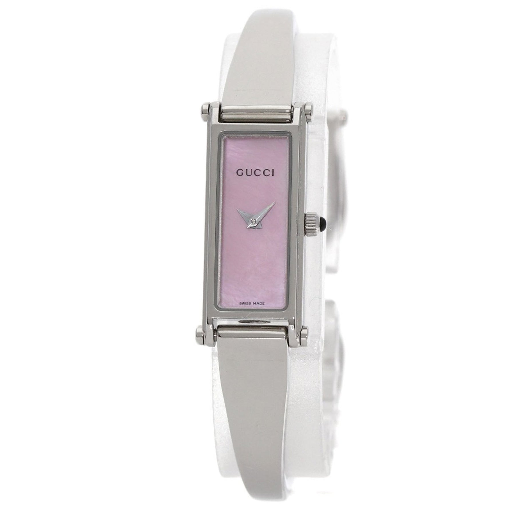 Gucci Square Face Bangle Pink Shell Watch Stainless Steel/SS