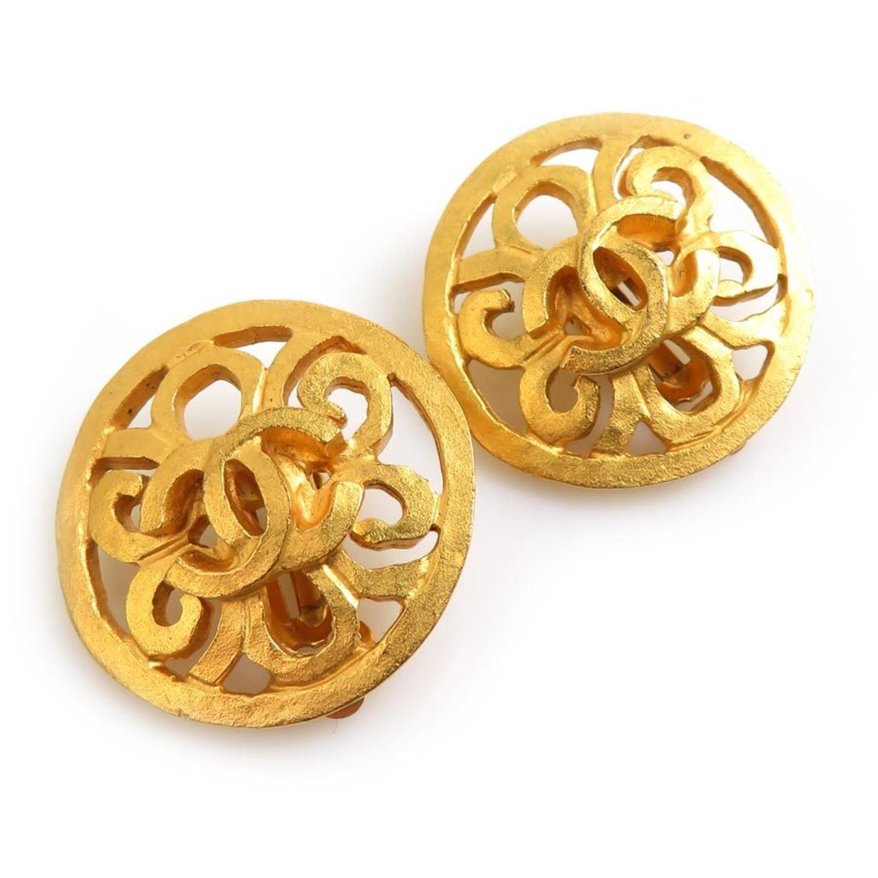 CHANEL Coco Mark Metal Gold Earrings for Women