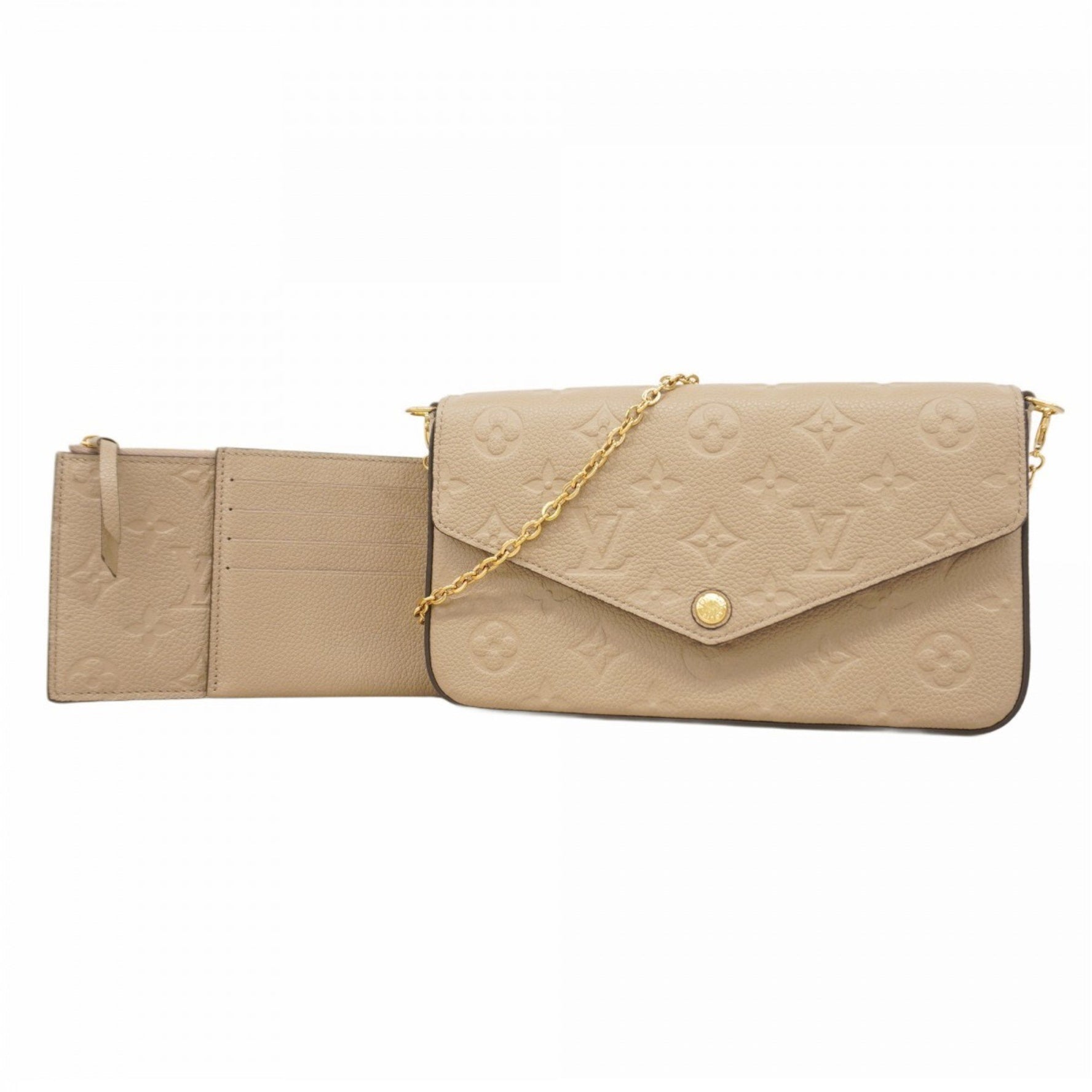 Louis Vuitton Monogram Empreinte Pochette Felicie Shoulder Wallet M82609 Tourterelle Women's
